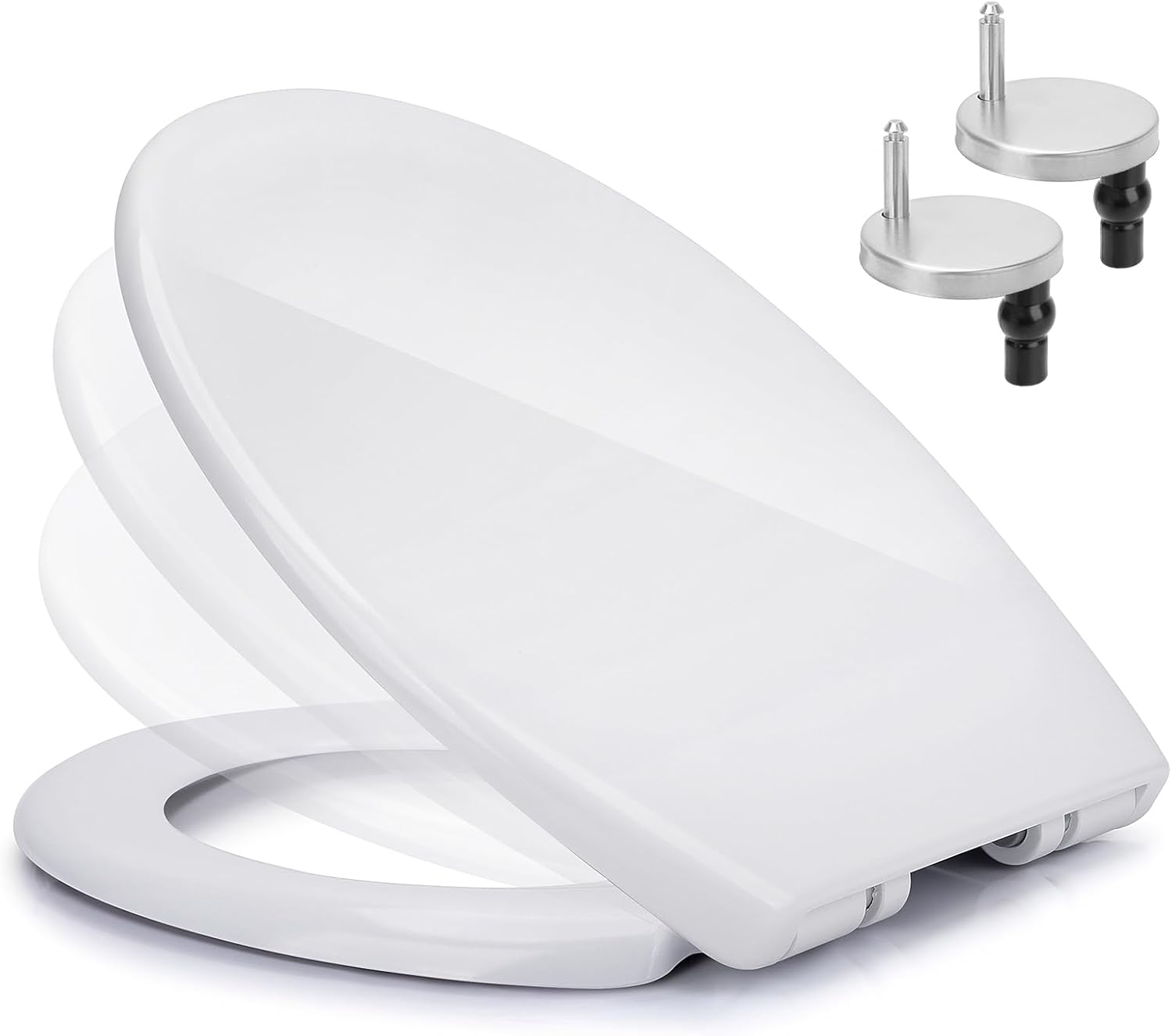 Kovizen Soft Close Toilet Seat, Oval Toilet Seat with Quick Release for Easy Clean, Simple Top Fixing, White Toilet Seats with Adjustable Hinges, O Shape image number 2
