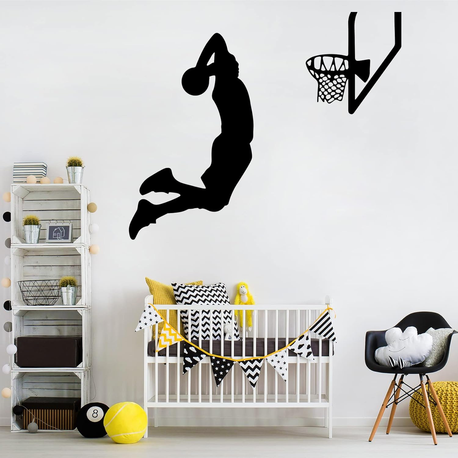 Basketball Wall Decor Sports Stickers Peel and Stick Wall Decals for Boys Bedroom, 24X20.1In image number 2