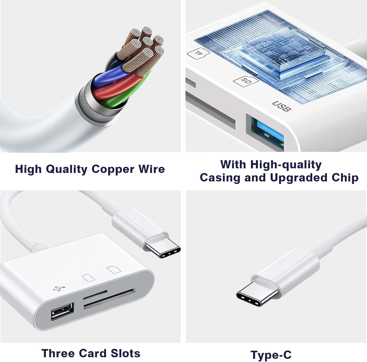 SD Card Reader & Adapter, USB C to Sd/Tf/Micro USB Card Reader for Android/Pc, Portable Multi-Function Read for Flash Drives, SDXC & Microsd Cards (1 Interface) image number 1