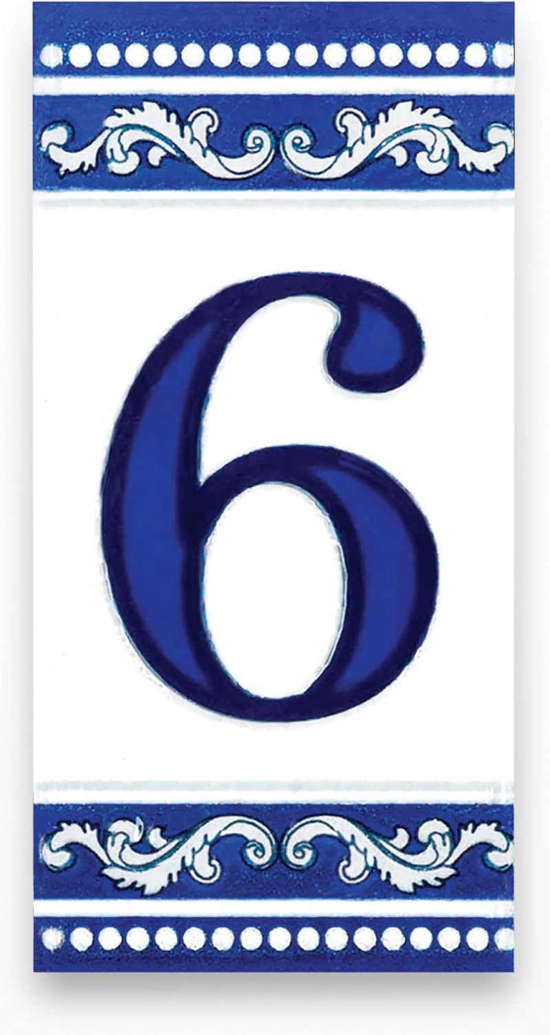 Kantu 2113017 Castilla Ceramic Tile Address Number, 3.94 In. L X 1.97 In. W X 0.31 In. H, Blue image number 2