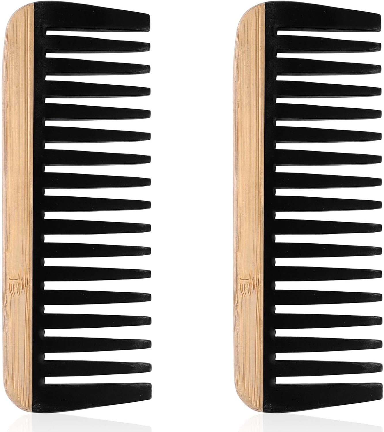 2Pcs Bamboo Wide Tooth Comb Set, Natural Wooden Combs with Bakelite Teeth, Anti-Static Detangler Comb Hair Styling Tool for Women Men Curly Long Short Thick or Fine Hair image number 3