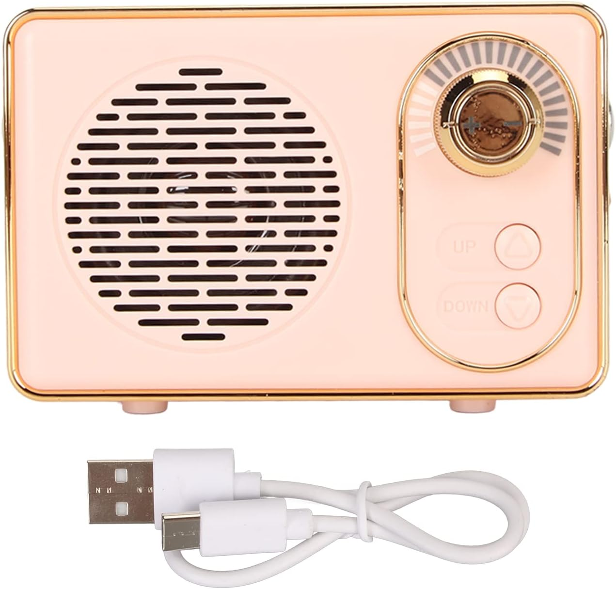 Retro Bluetooth5.0 Speaker with AUX USB Rechargeable MP3 Player, Vintage Mini Desktop Speaker, Portable for Camping Party Gift (Rose) - Rose image number 5