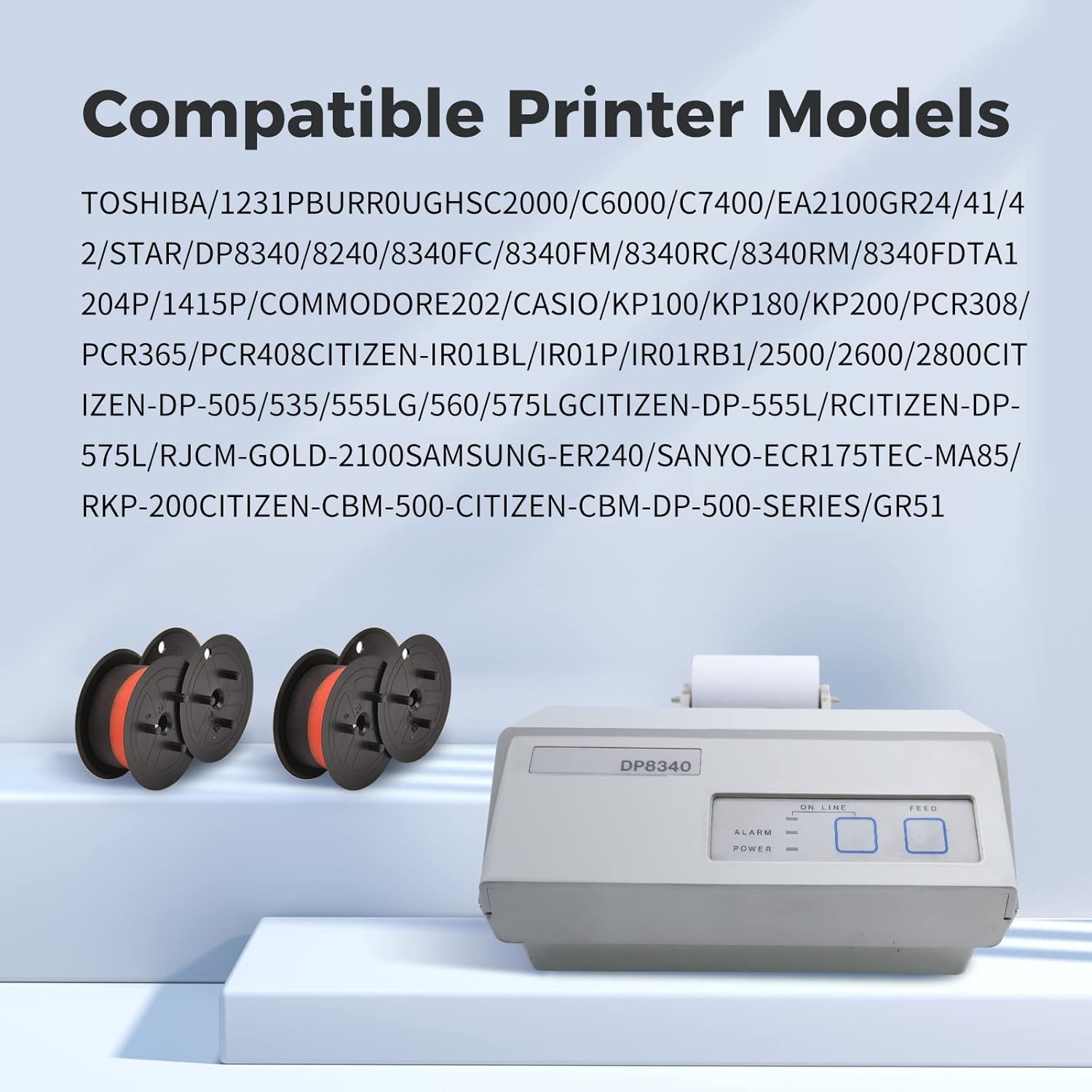 Mycartridge 12 Pack GR24 Compatible with Universal Twin Spool Calculator Ribbon for Nukote Br80C Dataproducts R3027 Porelon 11216 Sharp El 1197 P Iii(Black/Red) image number 5