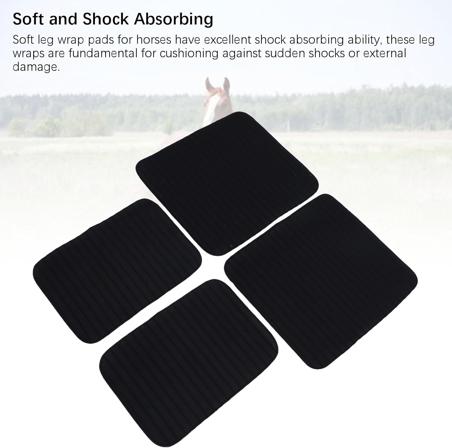 Quilted Leg Wraps for Horses Set of 2, Comfortable Snug Fit Shock Absorbing Horse Leg Wraps, Horse Leg Bandages Stable Supplies Equestrian Boots Horse Leg