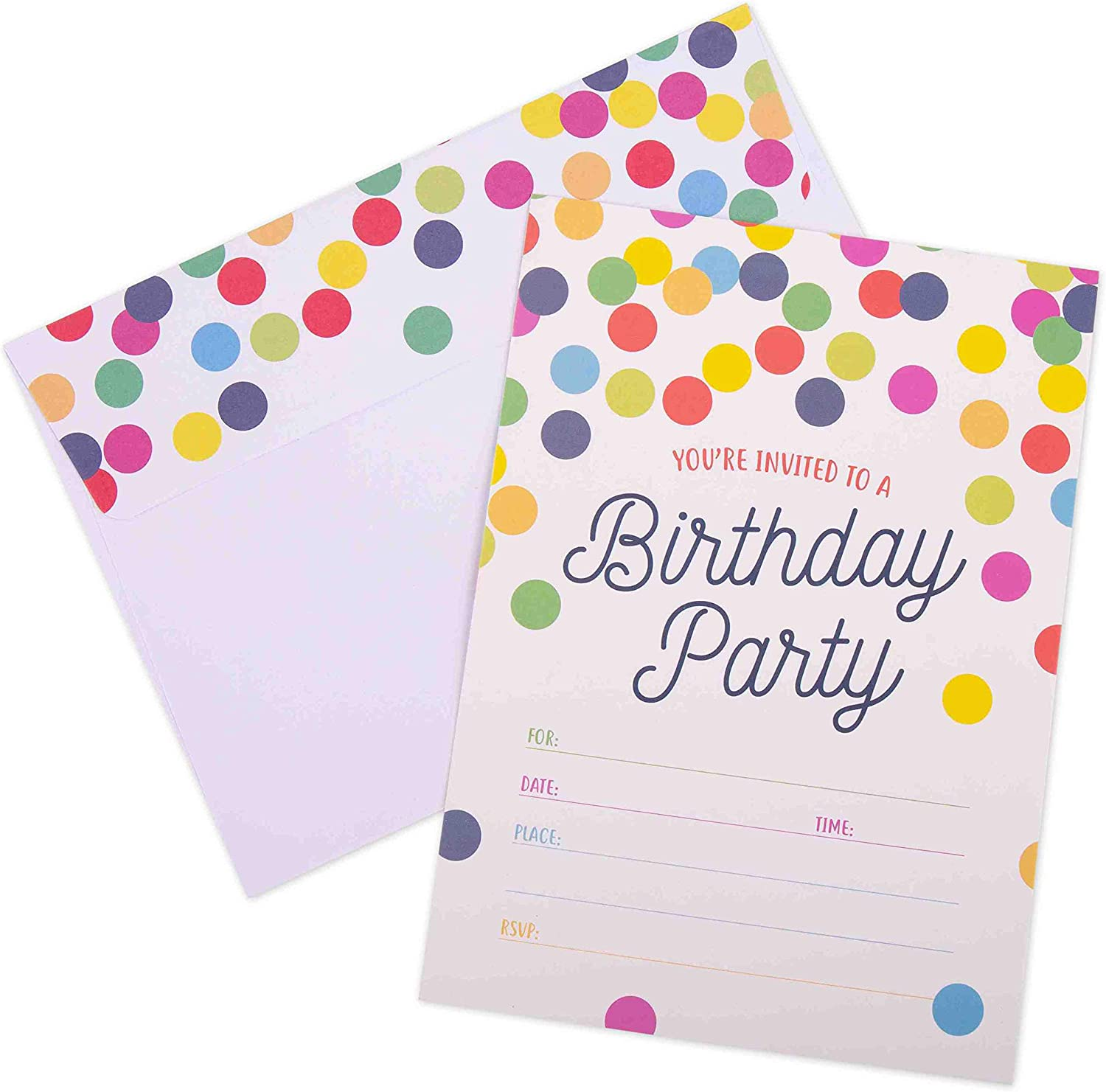 Invitations for Birthday Party - 20 Cards with Envelopes image number 1