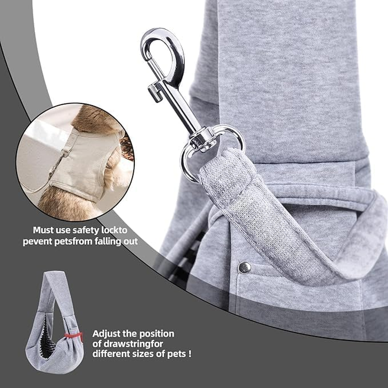 Dog Carrier Sling - with Soft Mesh Dog Harness and Leash Set,Reversible Puppy Carrier with Storage Pocket Adjustable Shoulder Strap Dog Carriers for Small Dogs, Puppy Travel Safety Harness (Grey) image number 1