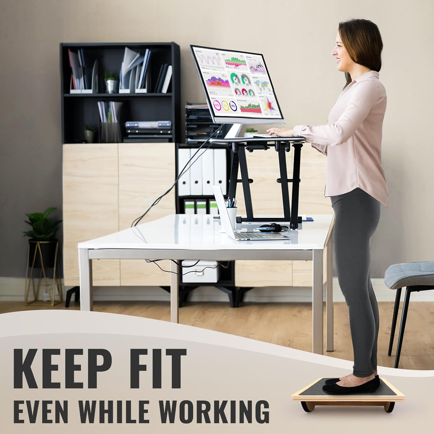 Balance Board Professional Wobble Board for Adults Anti-Slip 350LBS Balance Boards for Physical Therapy Standing Desk Core Strength Wooden Balance Board Rocker Board image number 5