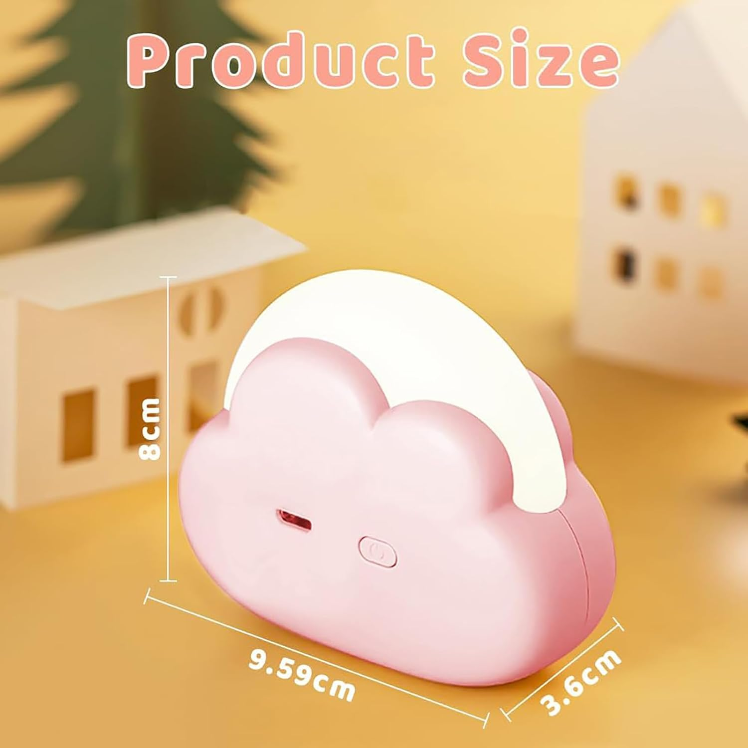 LED Cloud Night Light, Mini Bedside Lamp, Children Bedroom Night Lights, Portable Night Light, 4 Working Modes, with USB Cable, with Wrist Strap(Pink) image number 5