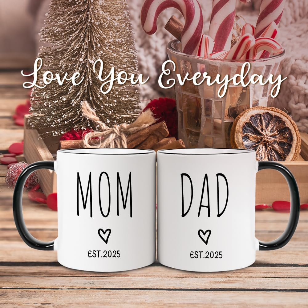 Fatbaby Pregnancy Gifts for New Parents Est 2025,Coffee Mug for Expecting Parents,First Time Parents Gifts for Couples,Baby Shower Gifts Coffee Mug for New Mom and Dad 11OZ Tea Cup