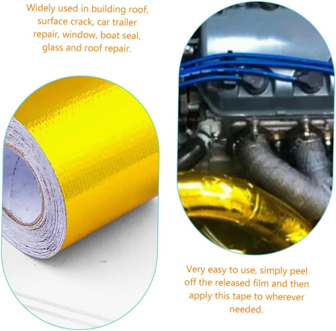 10M Heat Resistant Aluminium Foil Tape 5Cm Wide Fireproof Adhesive Seal Tape for Automotive Exhaust Insulation and Industrial Duct Repairs image number 6