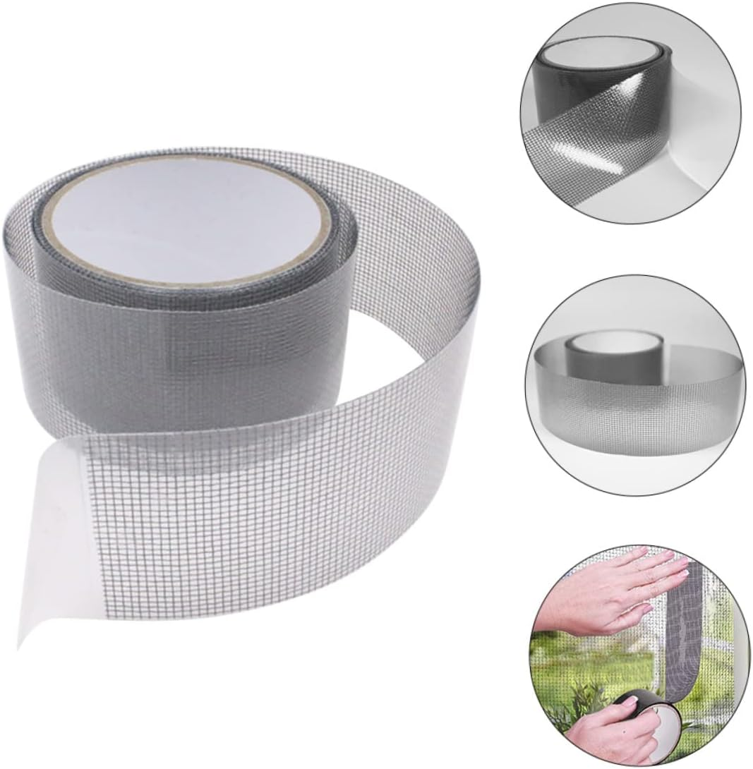 Housoutil Self-Adhesive Window Mesh Tape Grey 50Mm X 2M Screen Repair Tape for Window and Door Mesh Patching Sturdy Repairing Decal for Flyscreen and Door Tears image number 2