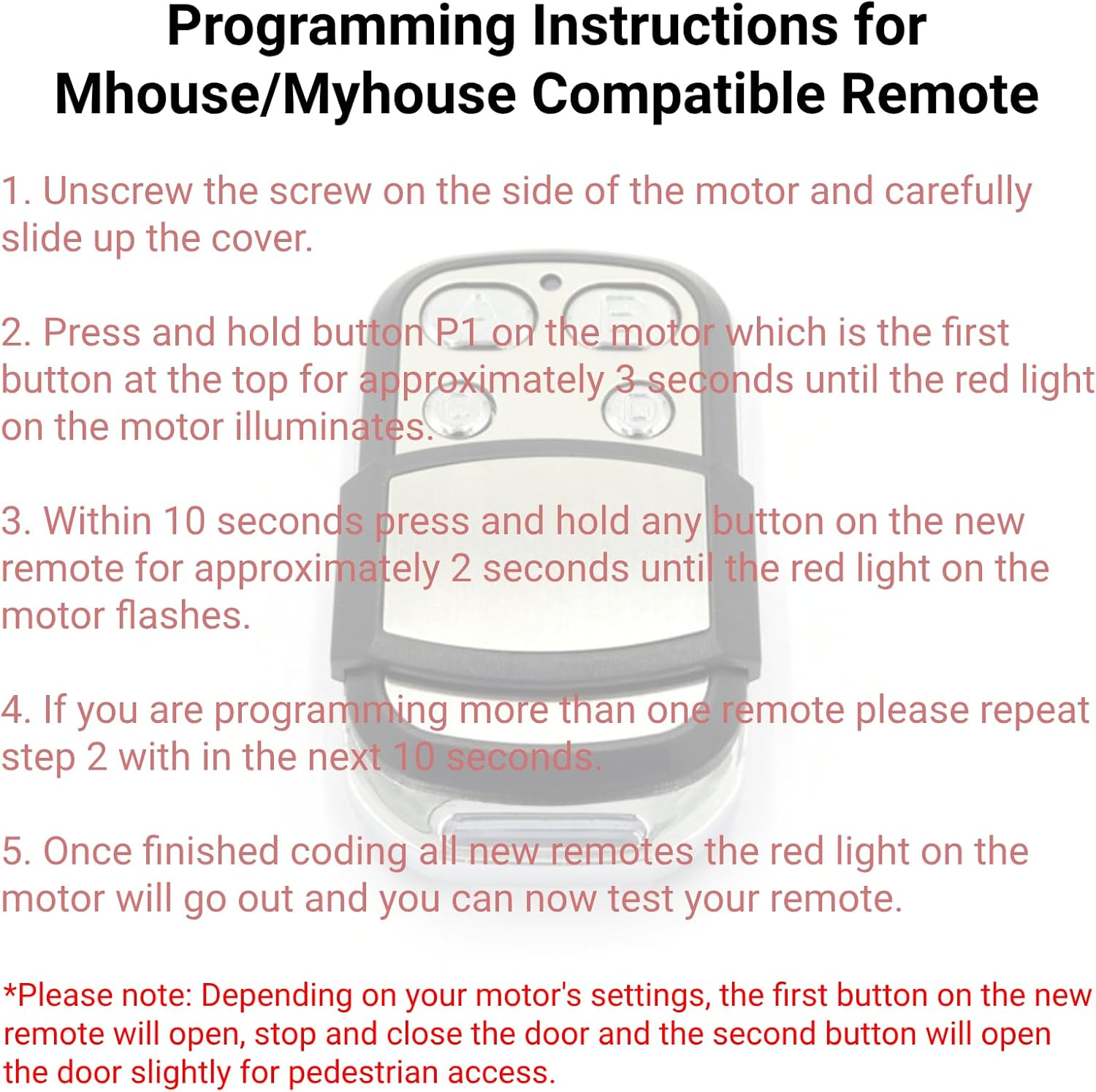 QSDIYRF Garage Door Remote ONLY Compatible with Mhouse/Myhouse TX3 TX4 GTX4 GTX4C Door Gate Remote Control 433.92Mhz Garage Remote Replacement (Blue LED Indicator, 1 Pack)