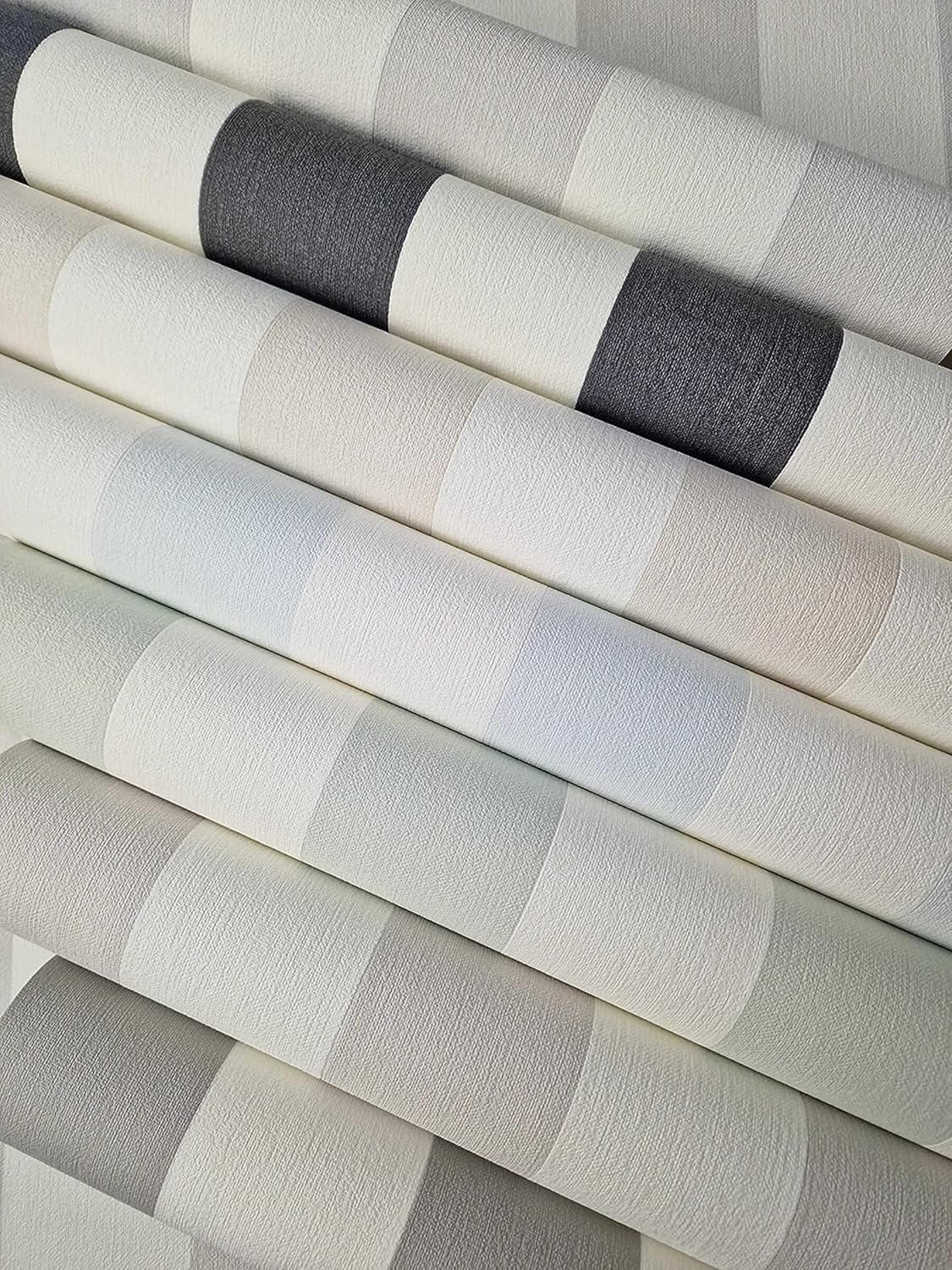 WALLCOVER Beige Non-Woven Wallpaper Stripes Country House White Lines Modern Block Stripe Wallpaper Fine Structure 10.05 X 0.53 M Made in Germany - Black And White Contrast image number 5