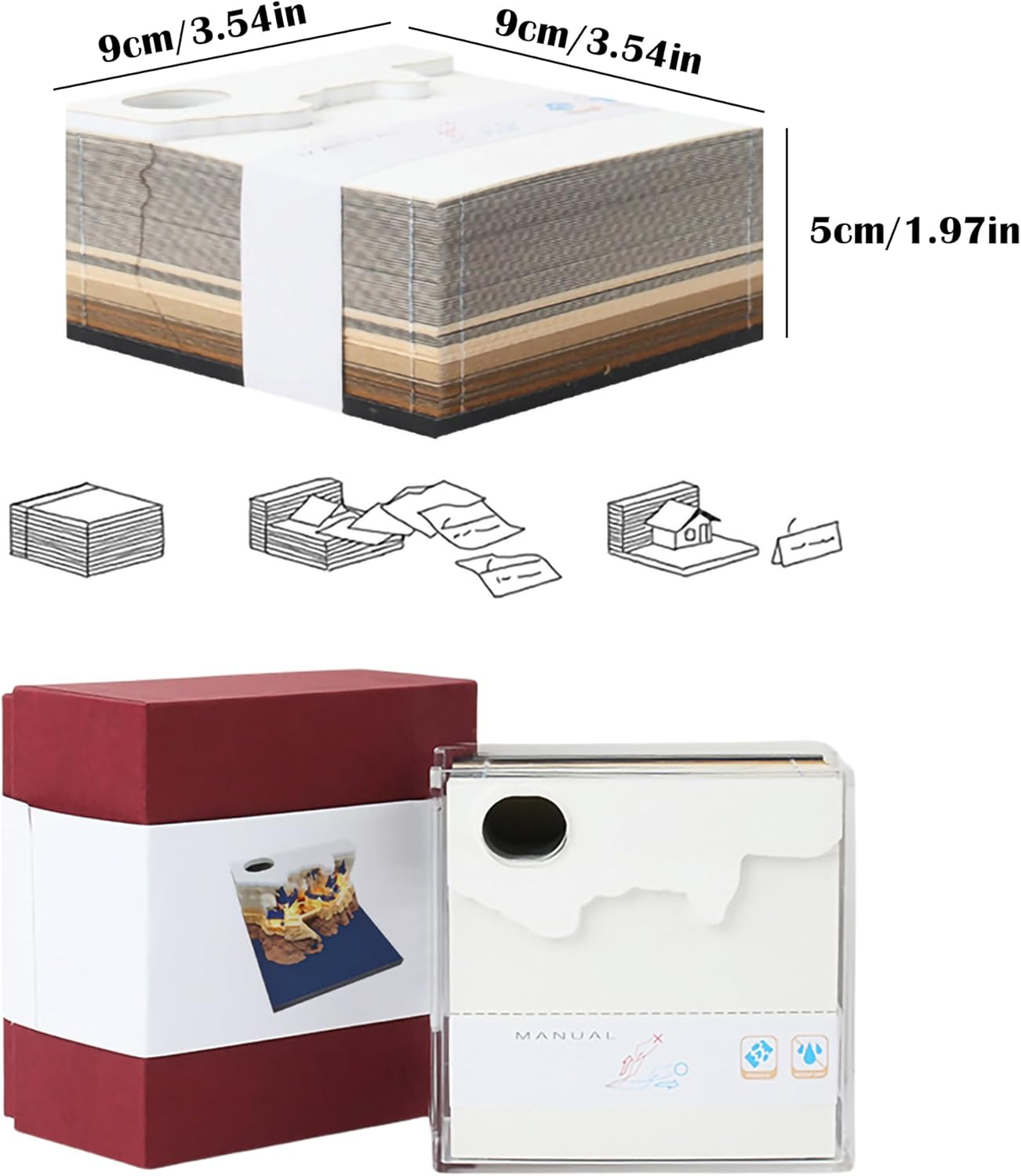 3D Calendar 2025, Magic Castle Time Piece Memo Pad Desk Calendar image number 1