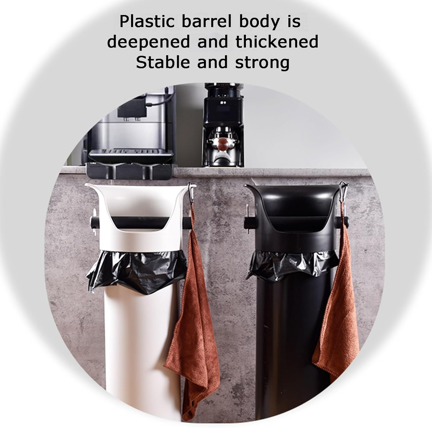 Coffee Grounds Knock Box, Floor Standing Espresso Bin,With Towel and 90 Garbage Bags, for Teahouse Household(Black) image number 4