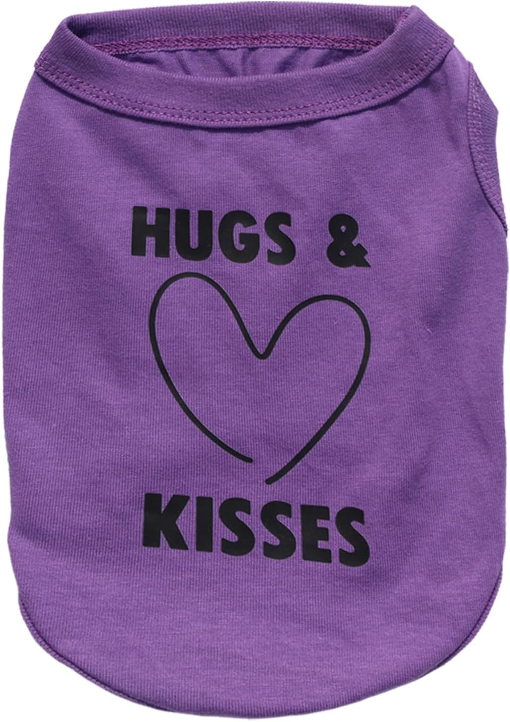 Hugs & Kisses Print Dog T Shirt, Breathable Cotton Clothes for Cats Dogs Yorkie, Pet Apparel Outfit for Birthday Valentine'S Day, Dog Lovers (Neck Girth 12.99'')