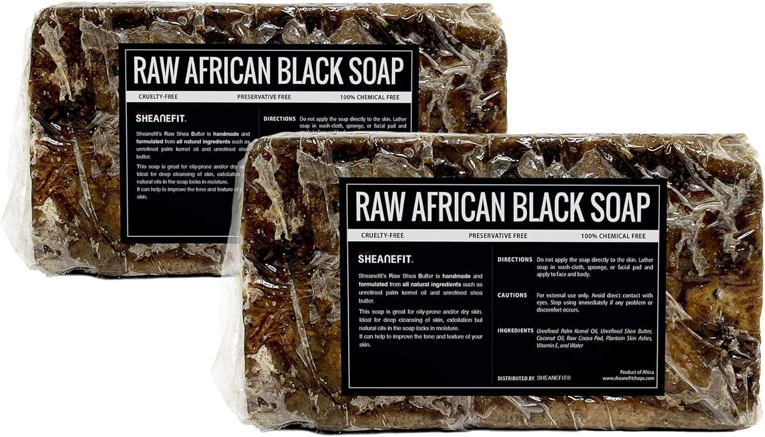 Sheanefit Raw African Black Soap Bar - 1 to 10 Lbs Various Size by (African Black Soap, 2Lbs) image number 4
