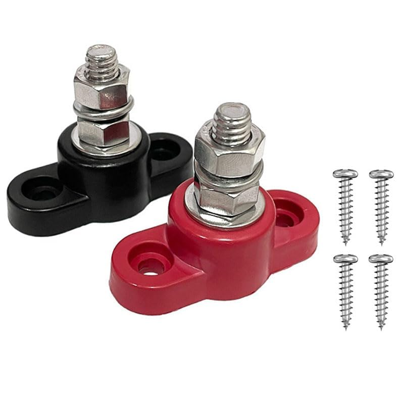 2 PCS 3/8'' Power Distribution Block,Single Stud Bus Bar M10 Insulated 12-24V Battery Post Junction Block for Marine Boat Auto Power and Ground image number 1