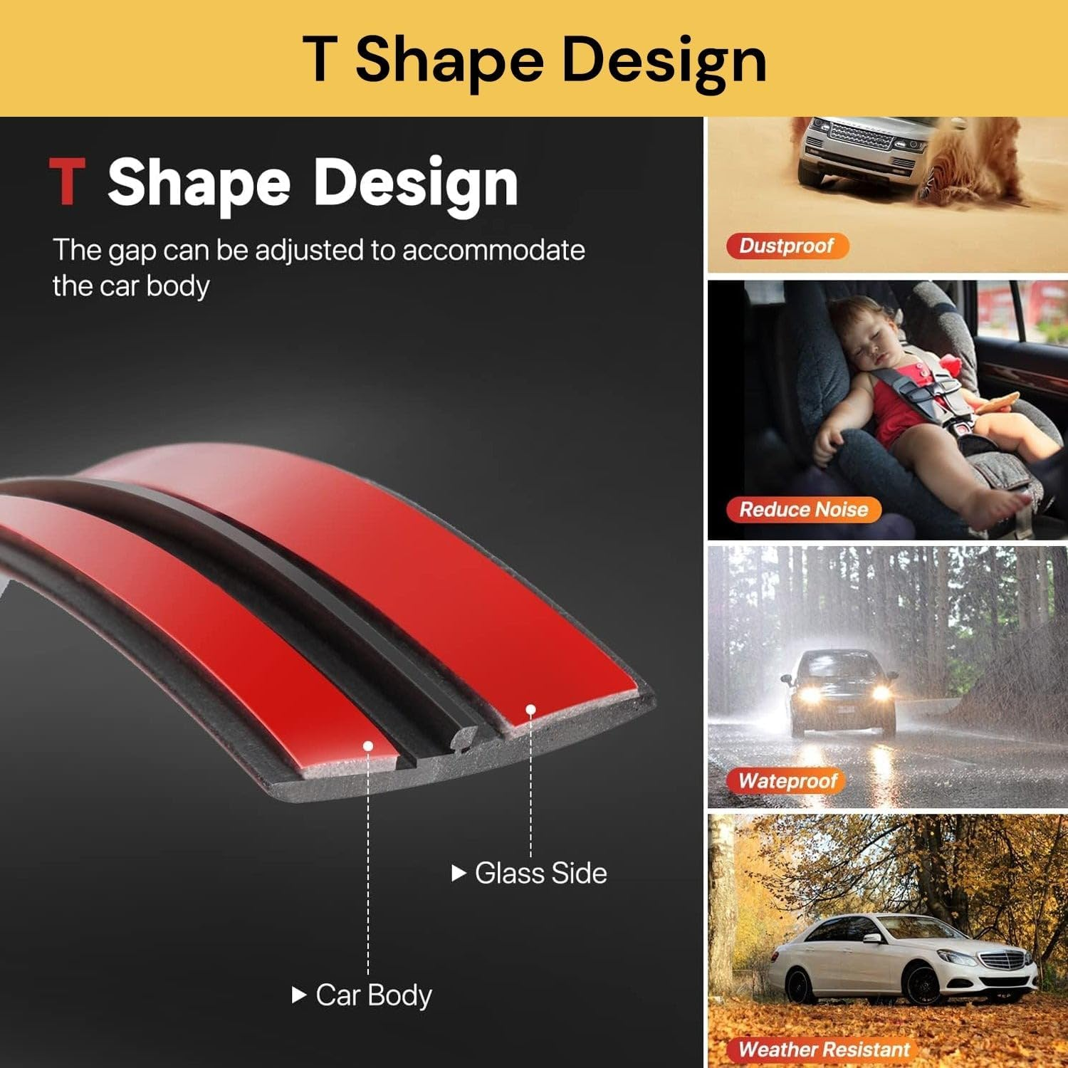 2M Universal Windshield Seal Strip, 14Mm Weather Strip Adhesive Automotive Car Edge Protector, Car Door Rubber Seal Stripping for Car Front Rear Sliding Doors, Trucks (2M) image number 1