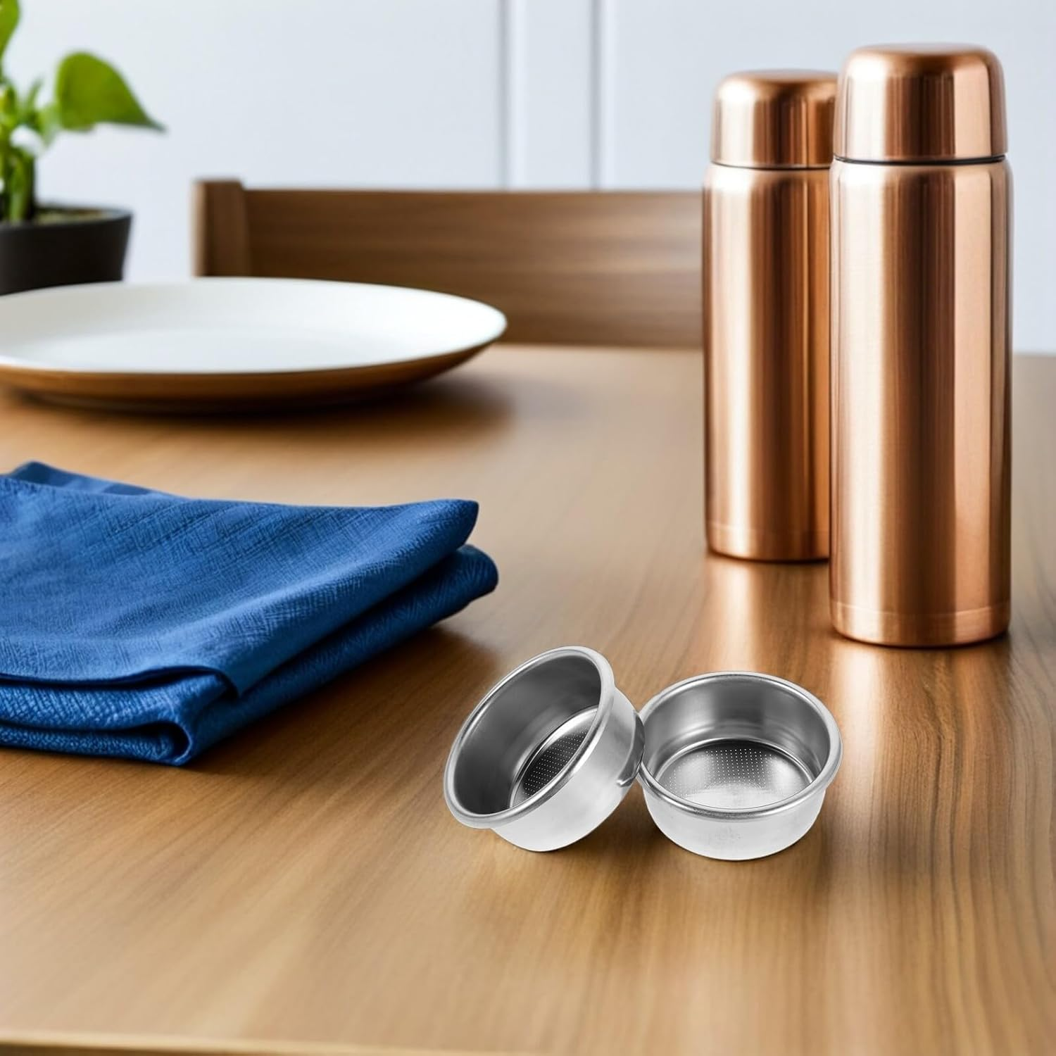 CHILDWEET 2Pcs Stainless Steel Espresso Filter Basket for Portafilter Pressurized Coffee Strainer Cups with Fine Mesh Screen Coffee Filter Replacement for Home and Office Tea Maker image number 3