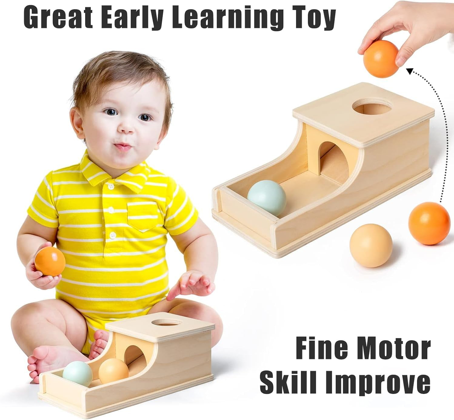 Edition Montessori Toys for Babies 6-12 Months Object Permanence Box Wooden Ball Drop Toy Play for 6 Month 1 2 3 Year Old Toddlers Infant Early Age Toy image number 4