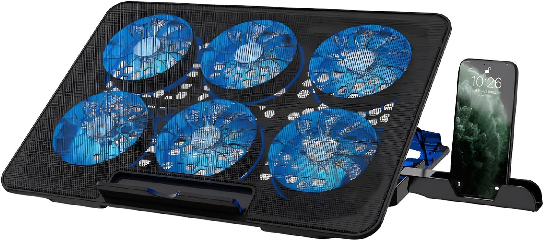 Ekvinor Laptop Holder Riser Computer Tablet Stand 6 Angles Adjustable Aluminum Ergonomic Foldable Portable Desktop Holder Compatible for Macbook Ipad HP Dell 10-15.6&rdquo; Black