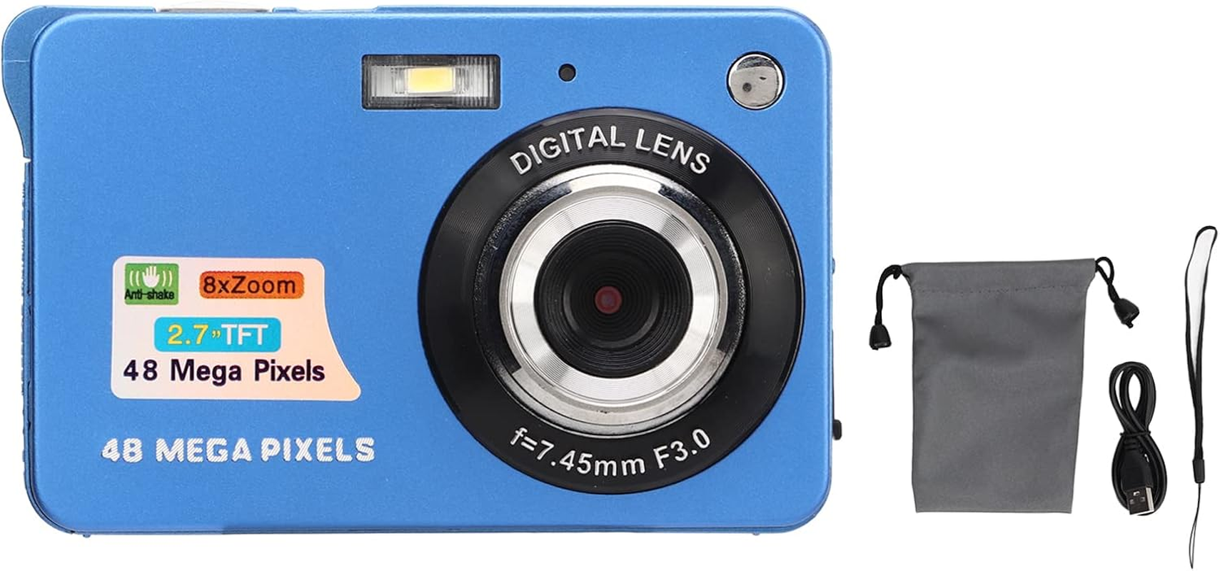 4K Digital Camera, 2.7In LCD Monitor 48MP 8 Zoom Digital Camera for Photography Continuous anti Shake Camera HD Camcorder. (Blue) image number 5