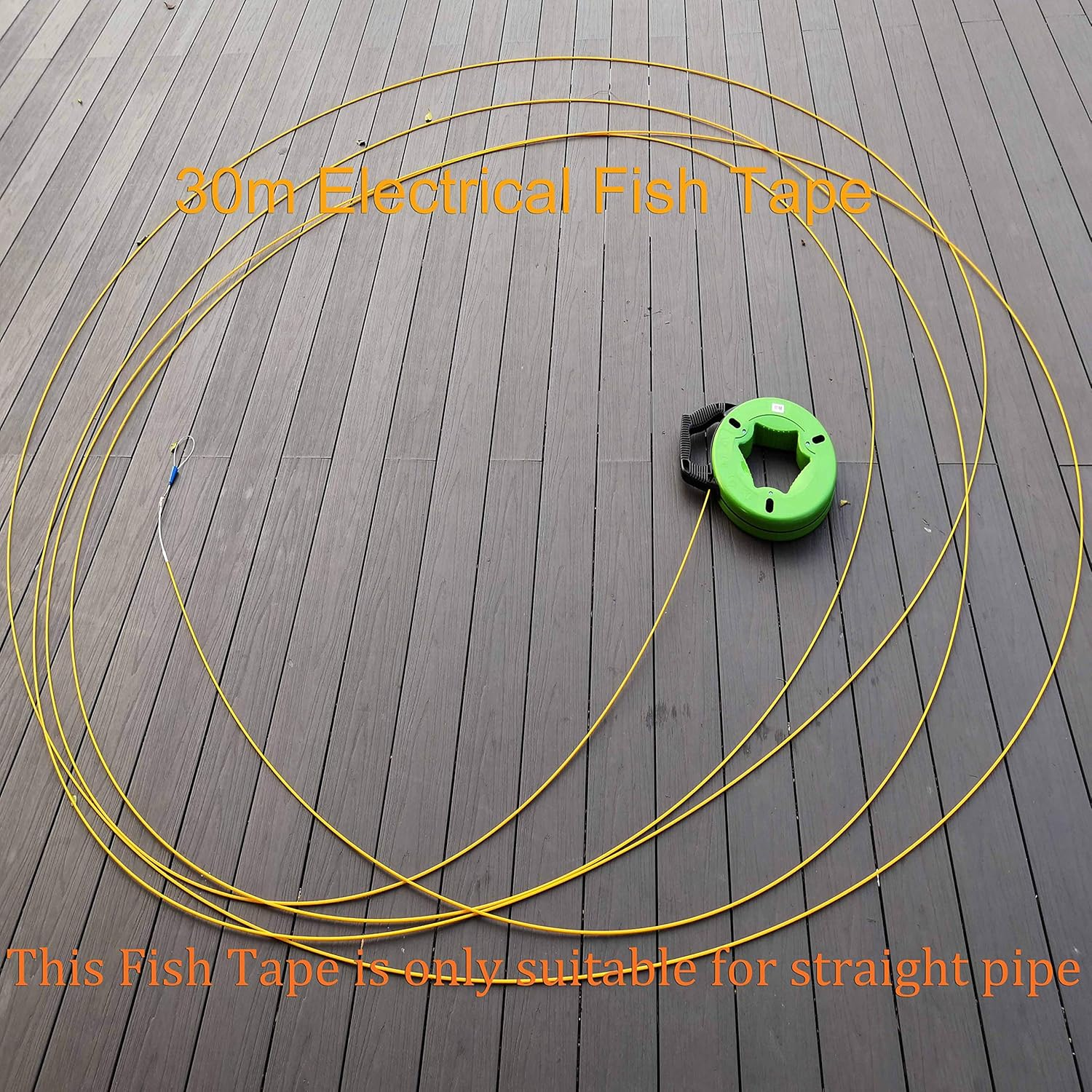 30M(100Ft) Fiberglass Electrical Wire Cable Fish Tape Reel Cable Puller (Green Shell)