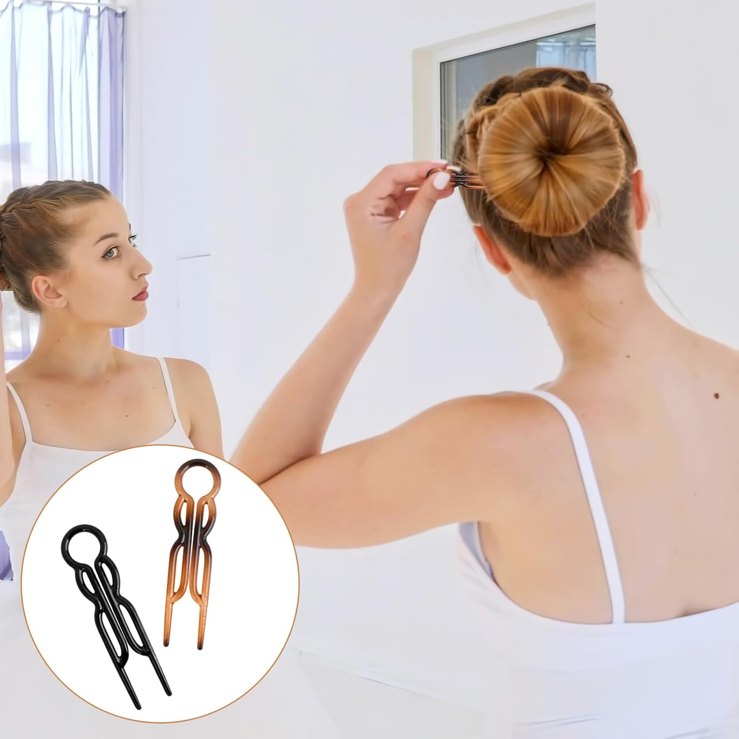 12 Pcs Hair Pins for Women - 6 Black & 6 Brown U-Shaped Magic Grip Hairpins, Strong & Durable Hair Styling Accessories for Fine & Thick Hair, French Twist Bun Pins, Elegant Hair Clips for Everyday Use image number 5