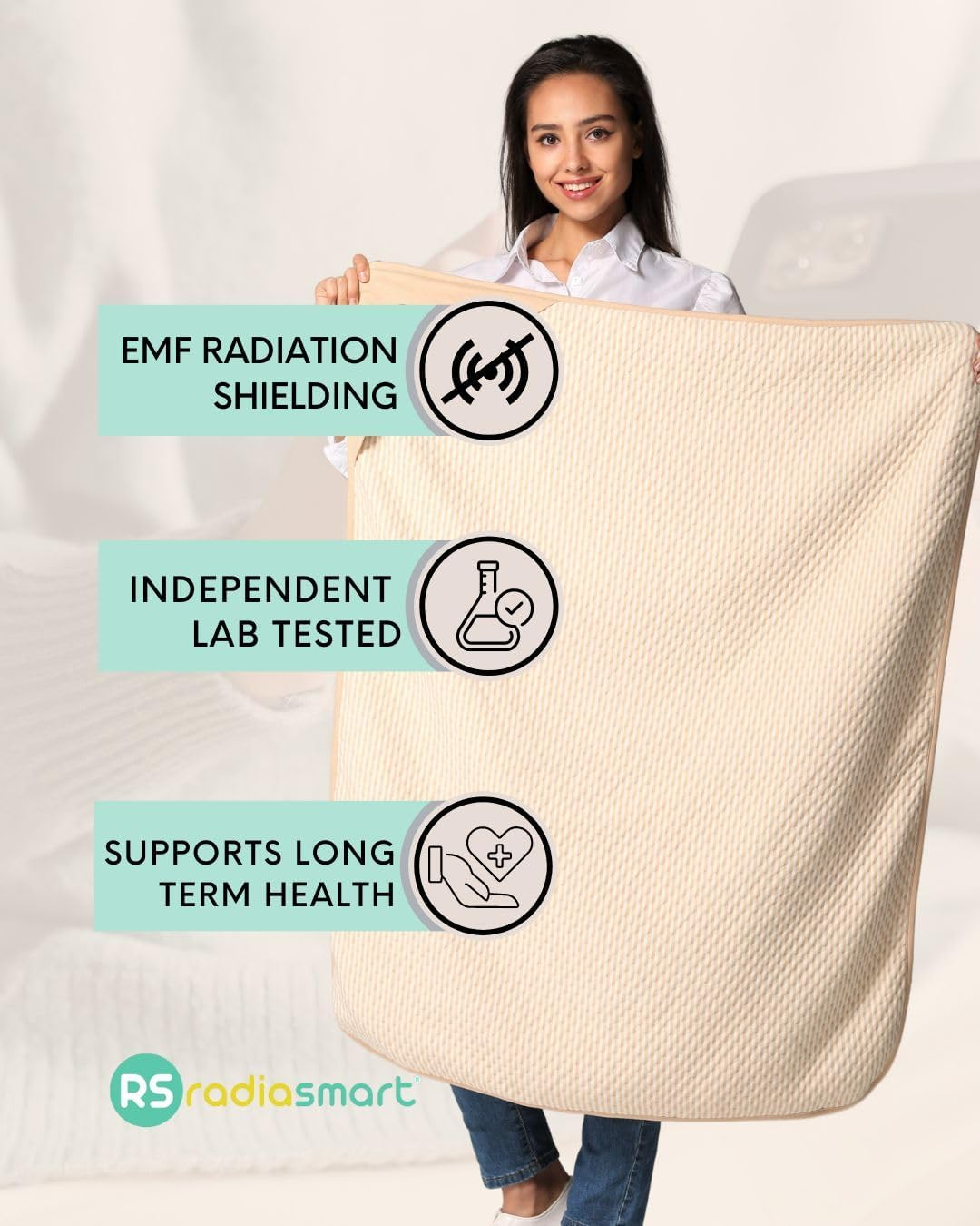 Radia Smart &reg; 5G Anti-Radiation & EMF Protection Large Blanket, Organic Cotton Radiation Shielding for Pregnancy, Babies, Maternity, Children, Infants - 90 X 110 Cm image number 3