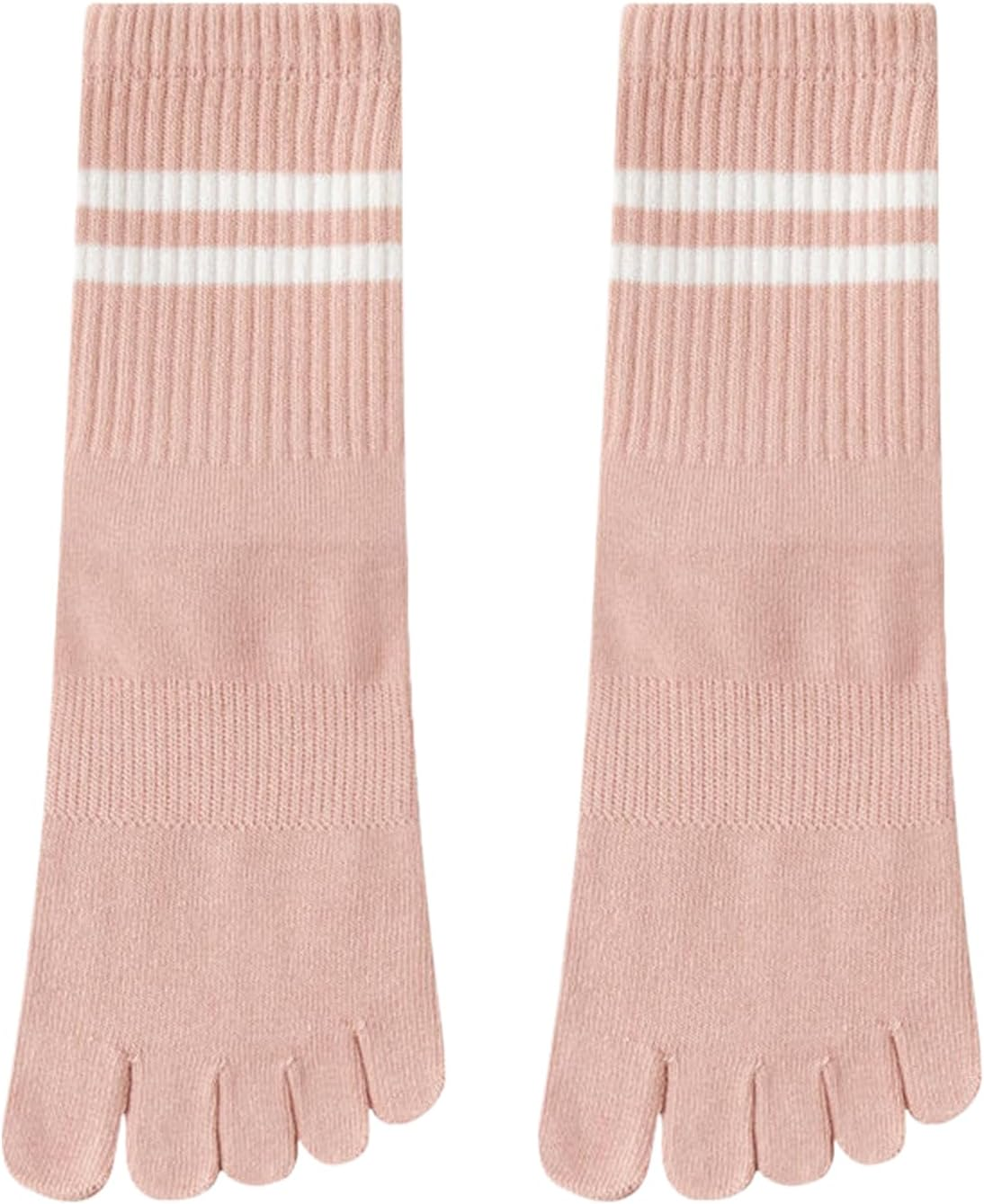 Dress Cici Half Crew Cotton 5 Toe Yoga Pilates Grip Socks for Women with Strips on Cuff (6 Pairs) image number 1