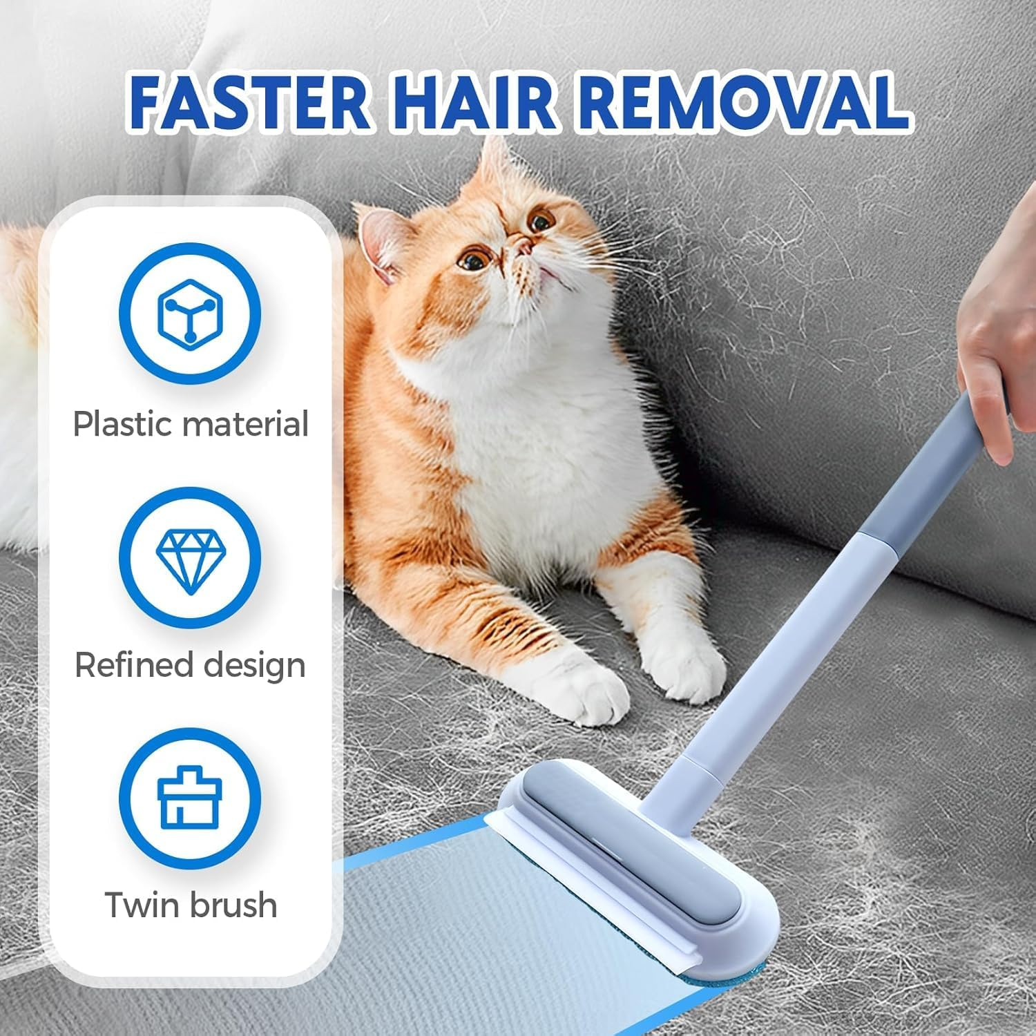 Generisch Pet Hair Remover, 3-In-1 Pet Hair Remover, Multifunctional Pet Hair Removal Brush, Reusable and Washable Cat Hair Remover, Cat Fur Brush image number 2