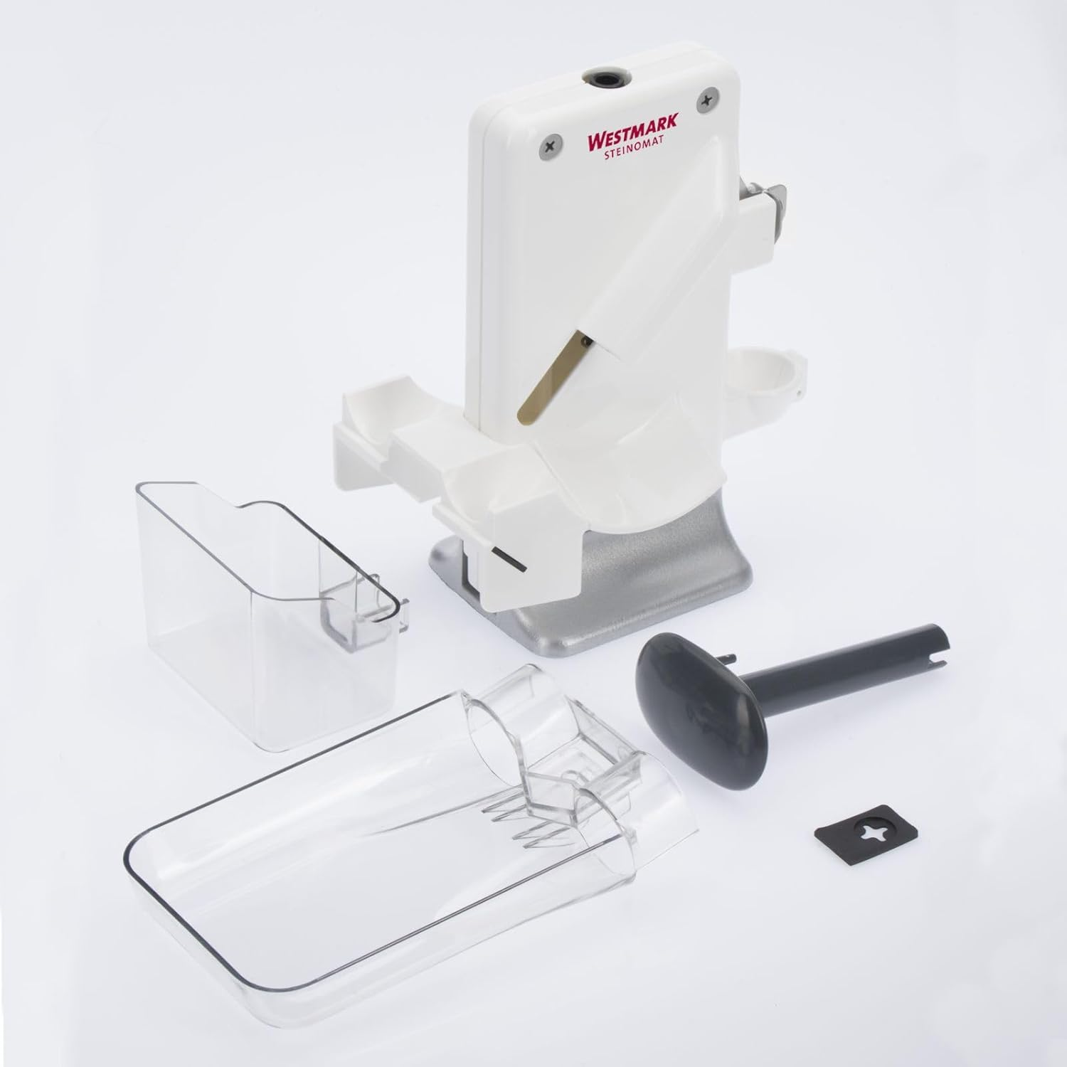 Westmark Cherry Double Pitter and Plum Piter, Combination Corer, Extra Fast: for 2 Cherries at Once, Height: 32.5 Cm, Plastic/Stainless Steel/Aluminium, Stone Mat, White/Silver, 40602260 image number 1