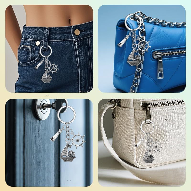 Sailor Birthday Gifts for Grandson Son Navy Graduation Presents for Him Husband Boyfriend Navy Retirement Gifts for Men Elderly Dad Grandpa Sailor Themed Gift Sailing Keychain for Boys Brother Nephew image number 4