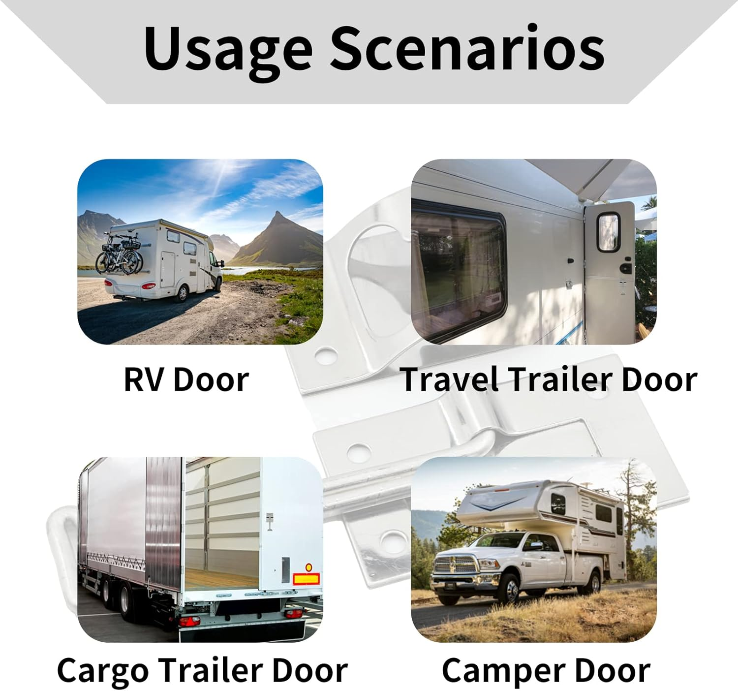 ESUDNT Stainless Steel Rv Door Holder Latch Catch for Trailer,Camper,Cargo,Truck(2 Pack, 4 Inch, Come with Screws) image number 4