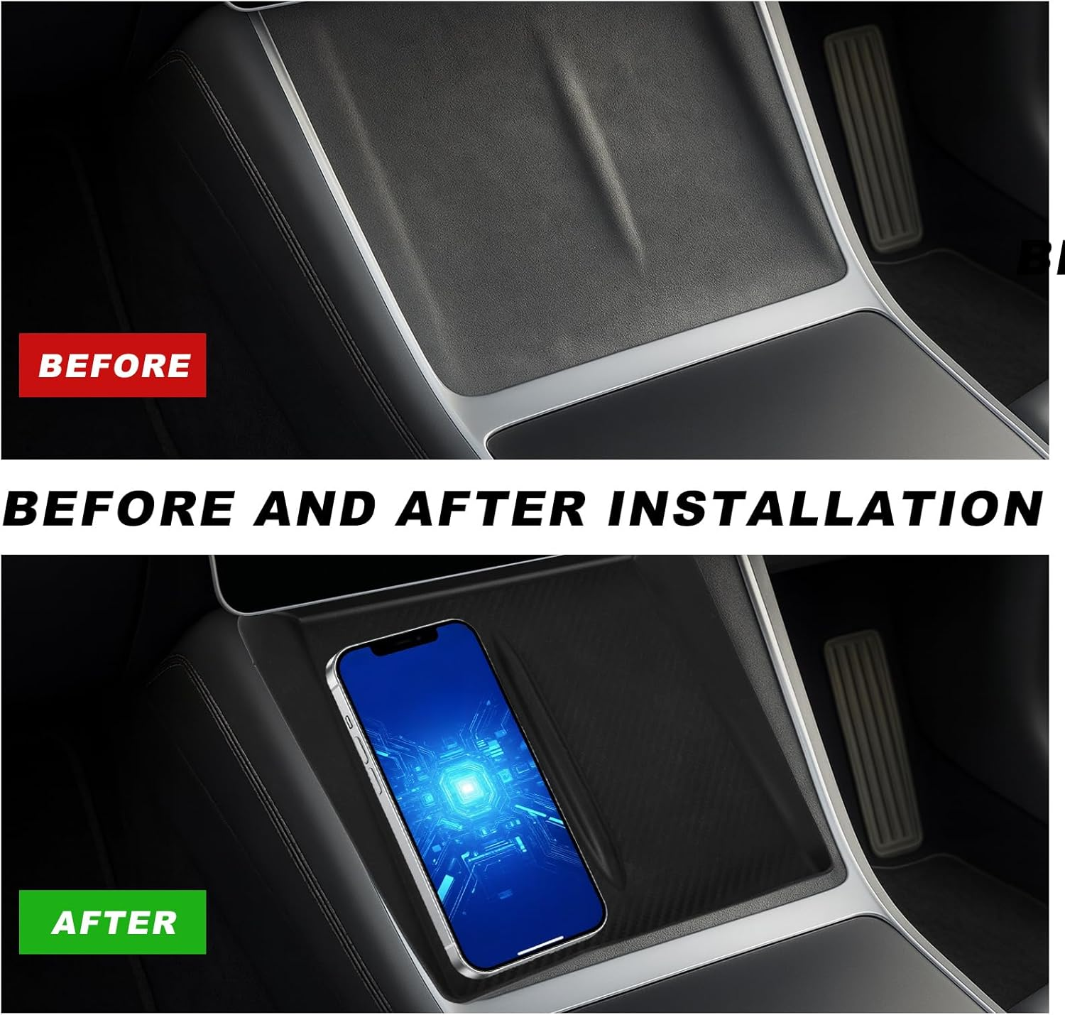 Center Console Non Slip Pad, Center Console Wireless Charging Pad Non-Slip Silicone Mat Suitable for 2026 2025 Model 3/Y Juniper New (Black) image number 4