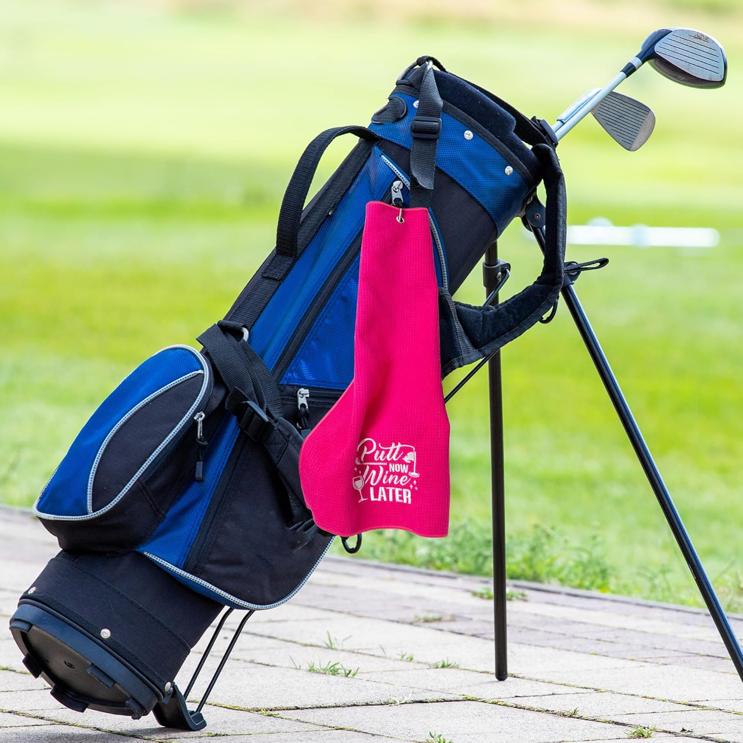 R HORSE 2Pcs Funny Golf Towel Gifts for Women, Embroidered Pink White Golf Towel for Golf Bags with Clip, Women Golf Accessories Christmas Birthday Gift for Mother Girlfriend Women Golf Fan Golfer image number 1