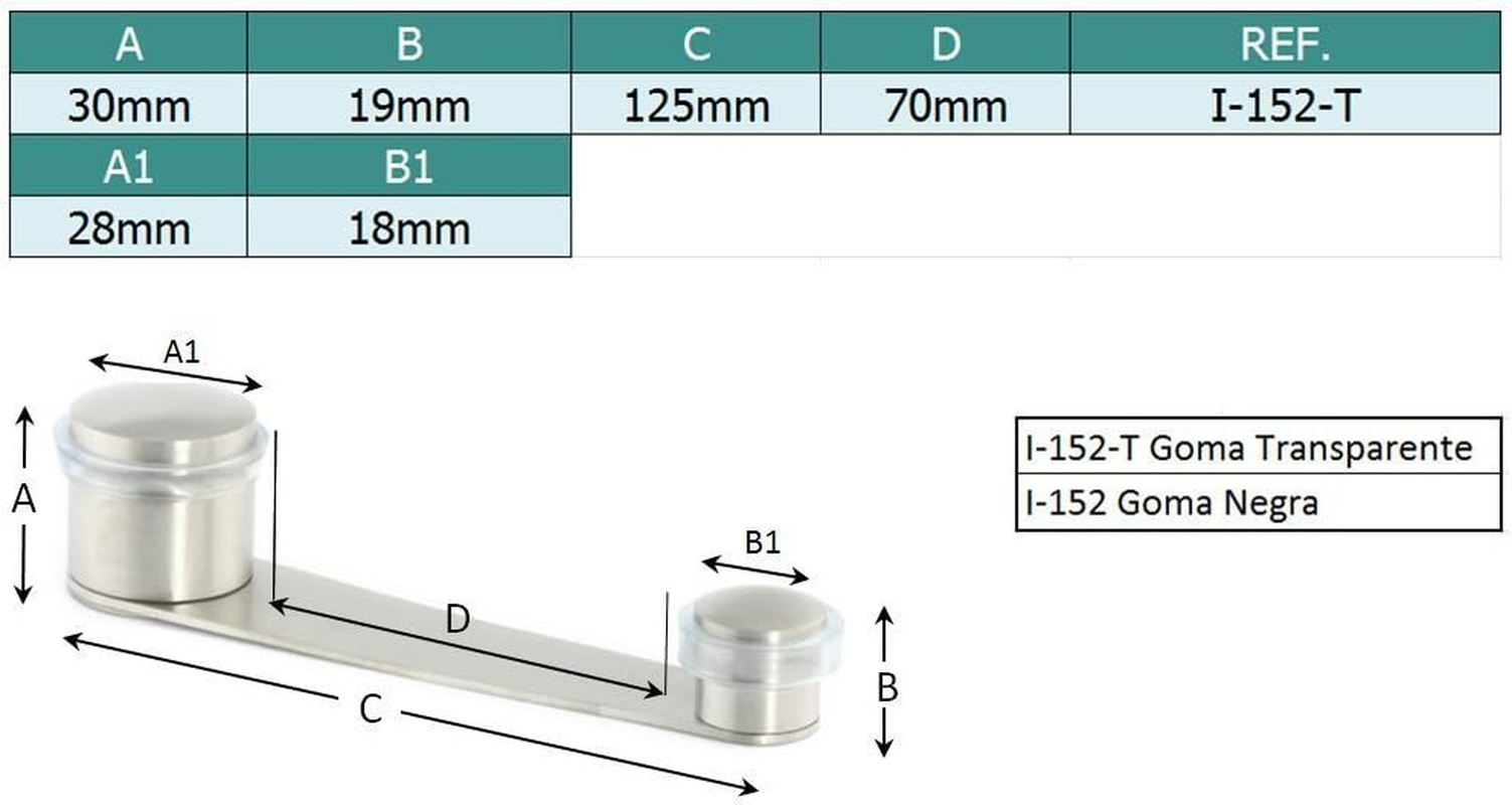 EVI Herrajes I-152-T &ndash; RETAINER Door Stop, Matt Inox Finish (Stainless Steel) Transparent Rubber image number 6