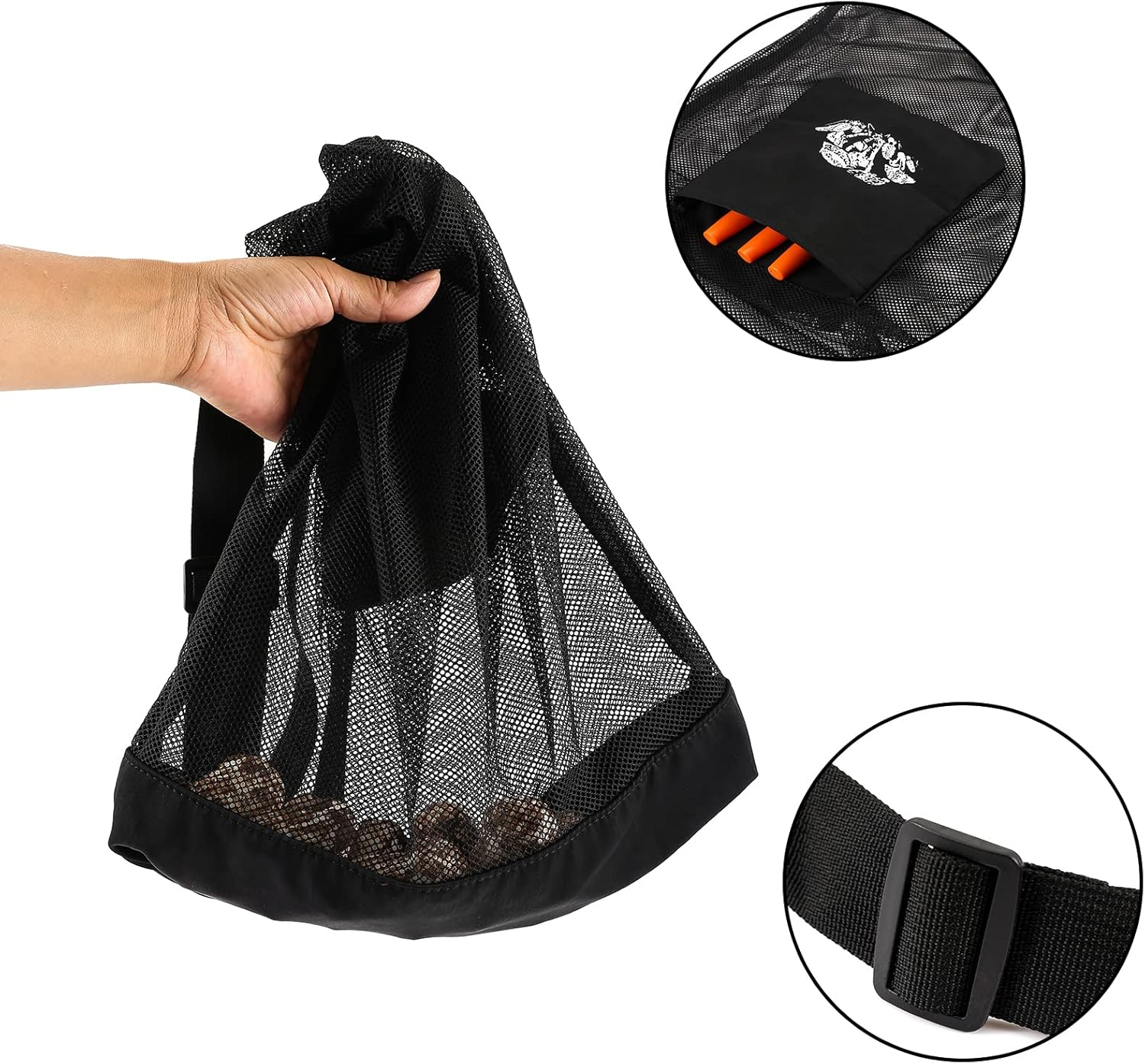 Mushroom Picking Bag - Adjustable Mesh Harvesting Pouch with Collapsible Basket, Crossbody Mushroom Hunting Bag for Outdoor Hiking Camping, Fruit Vegetable Picking (Black) image number 1