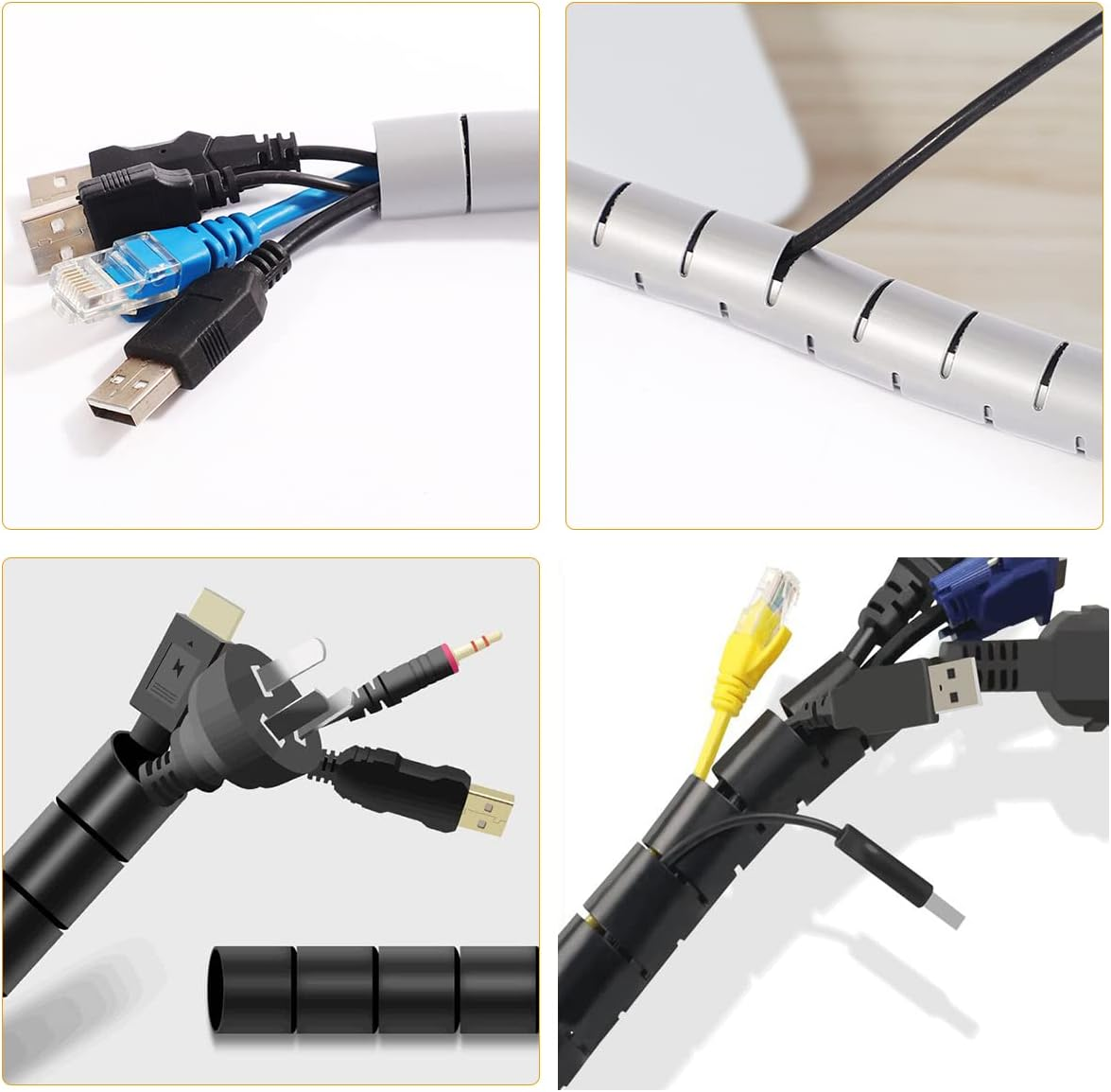 Cable Sleeve Easy Wrap,Cable Management Sleeve,Under Desk Cord Organizer for Computer TV Home Office - 3 M L / 2.2Cm W (Black)