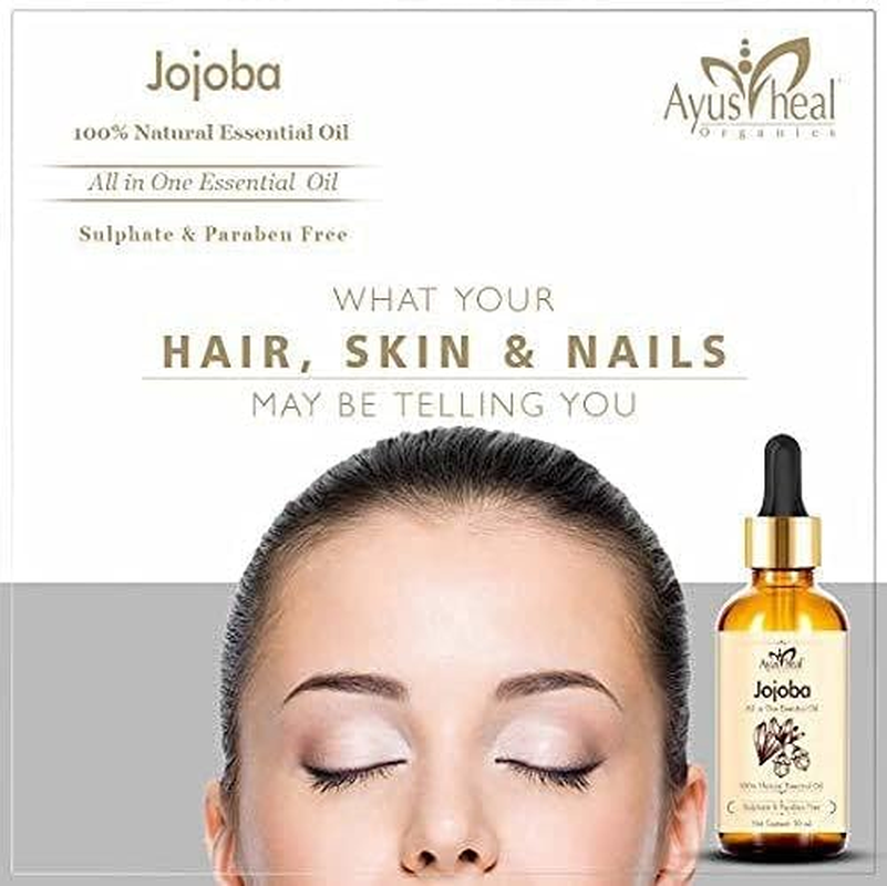 Ayusheal Jojoba Carrier Oil 30ML, for Acne Prone Skin, Hair Conditioning, 100% Pure, Cold Pressed Oil image number 4