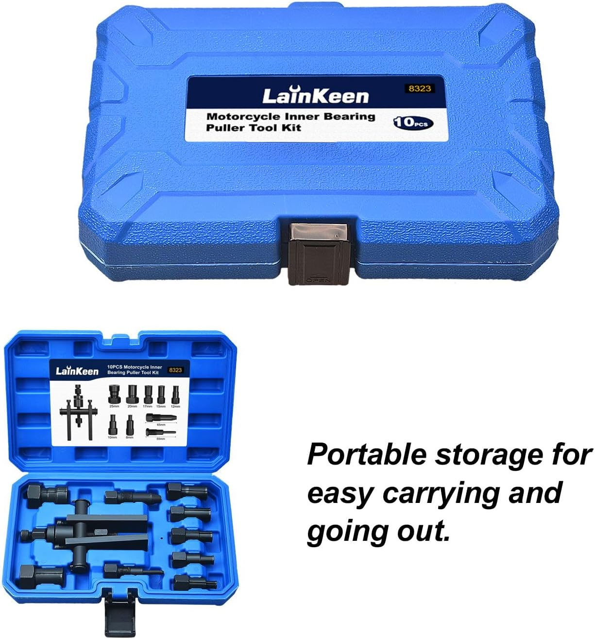 Lainkeen 10 Piece Motorcycle Blind Internal Inner Insert inside Bearing Extractor Puller Tool Kit Motorcycle Inner Bearing Removal Tool Set 8-25MM image number 1