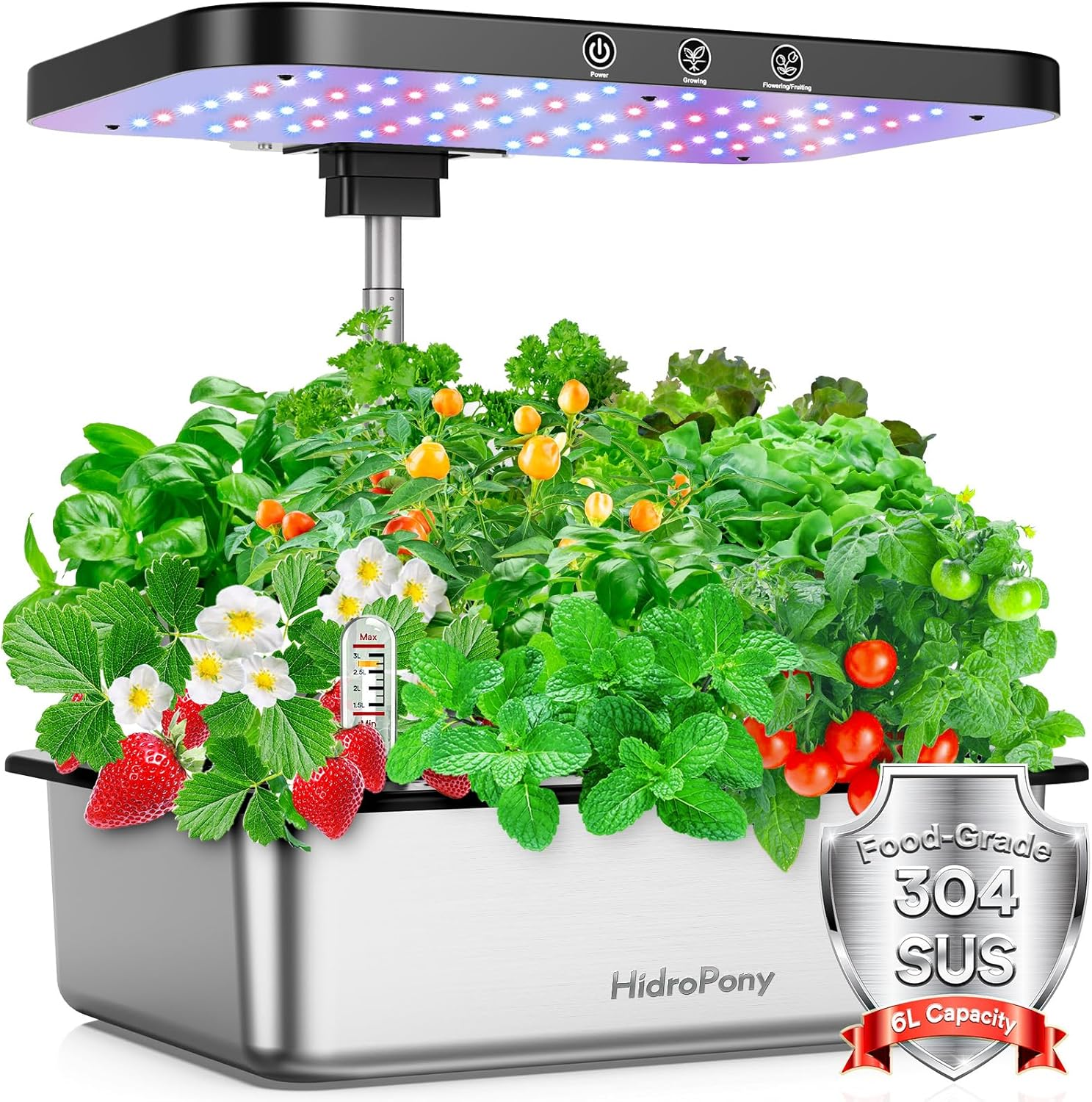 Hydroponics Growing System Indoor Garden - Herb Garden with Grow Light, 15 Pods Stainless Steel Indoor Garden Kit, Auto Timer, Gardening Women image number 1