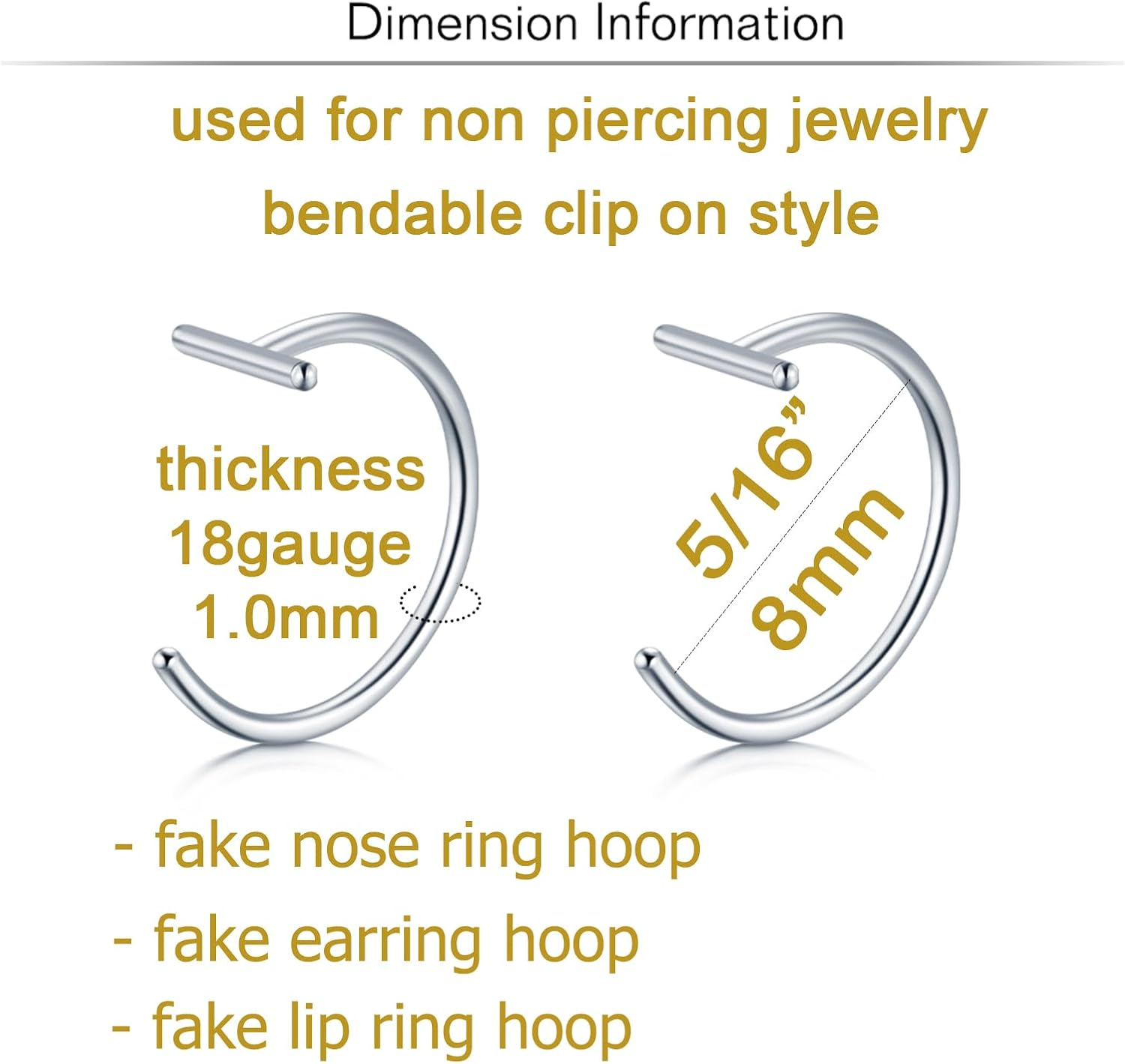 QWALIT Fake Lip Piercing Fake Lip Ring Fake Nose Ring Fake Snake Bites Fake Nose Piercing Faux Lip Rings Fake Snake Bite Piercing Clip Lip Ring Ear Cuff Earrings image number 5