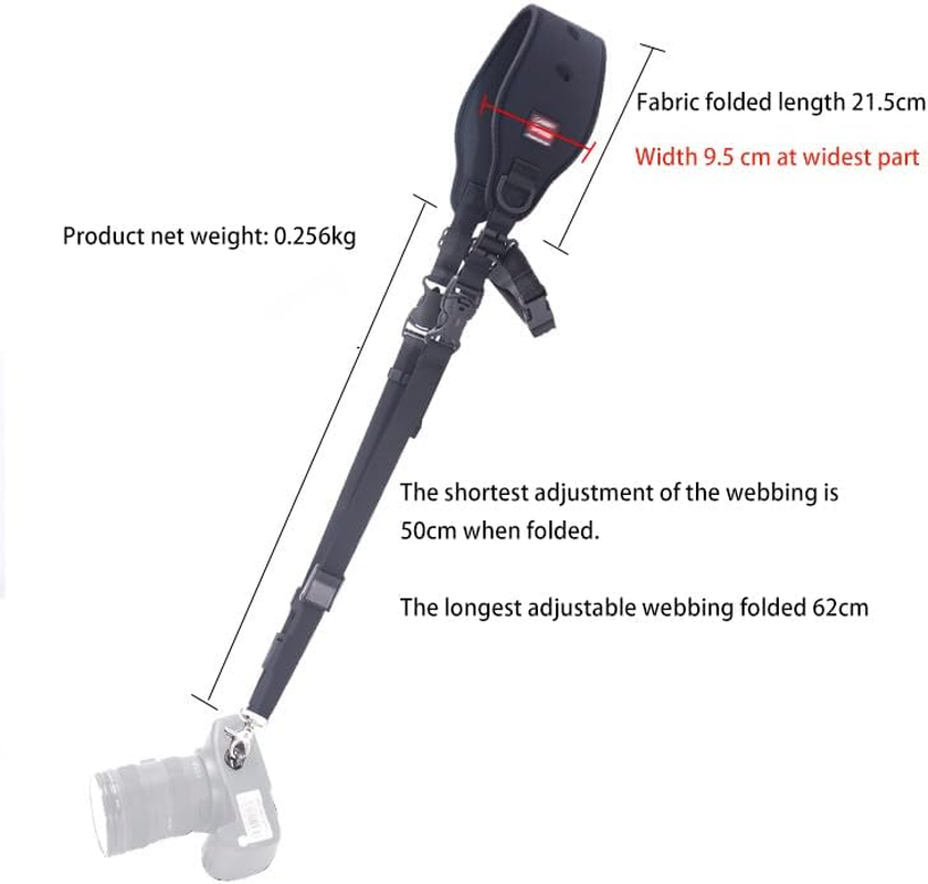 CERFFOOL Camera Padded Shoulder Strap with Screw Mount Quick Release Safety Tether Camera Neck Strap Belt for DSLR SLR Nikon Pentax Olympus Sony Camera, Black, 45*9.5Cm image number 2