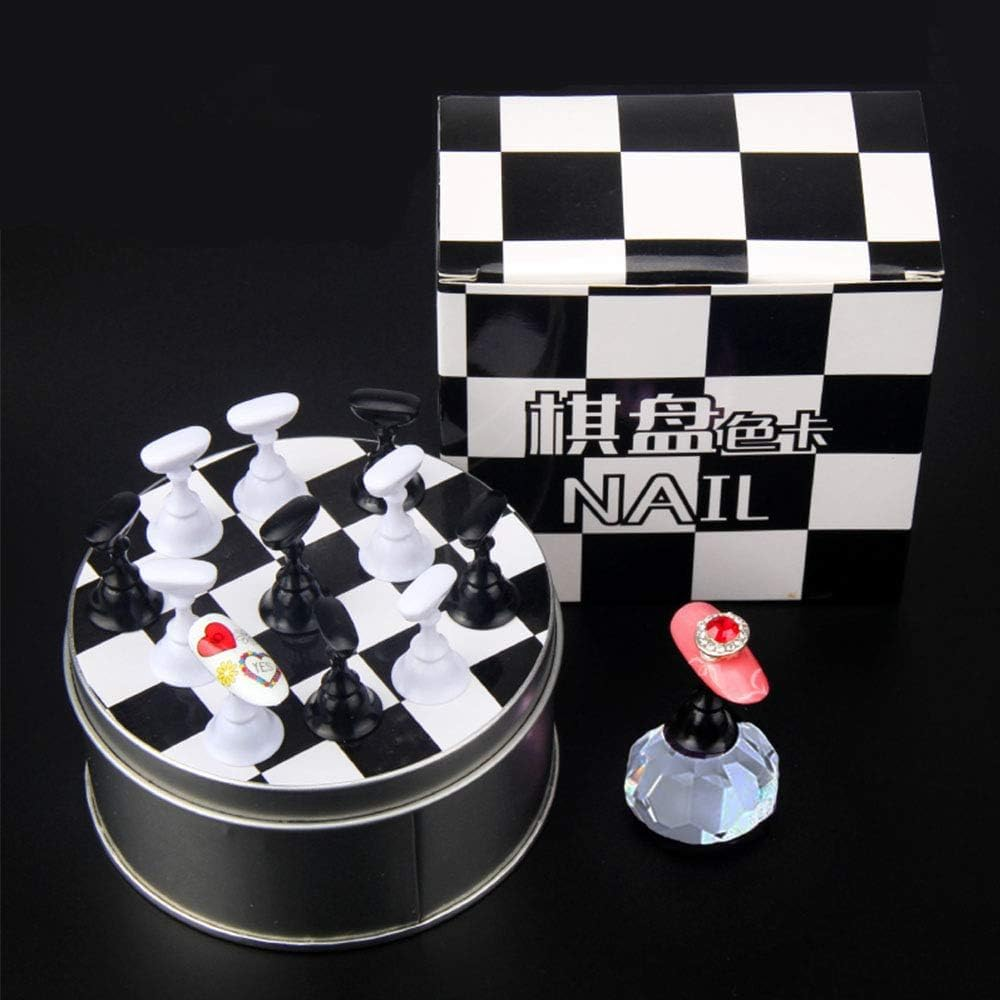 Kalolary Nail Art Display Stand - Magnetic Tips Holder, Crystal Holder, Chessboard, DIY Practice Stand (Transparent) - Pink image number 3