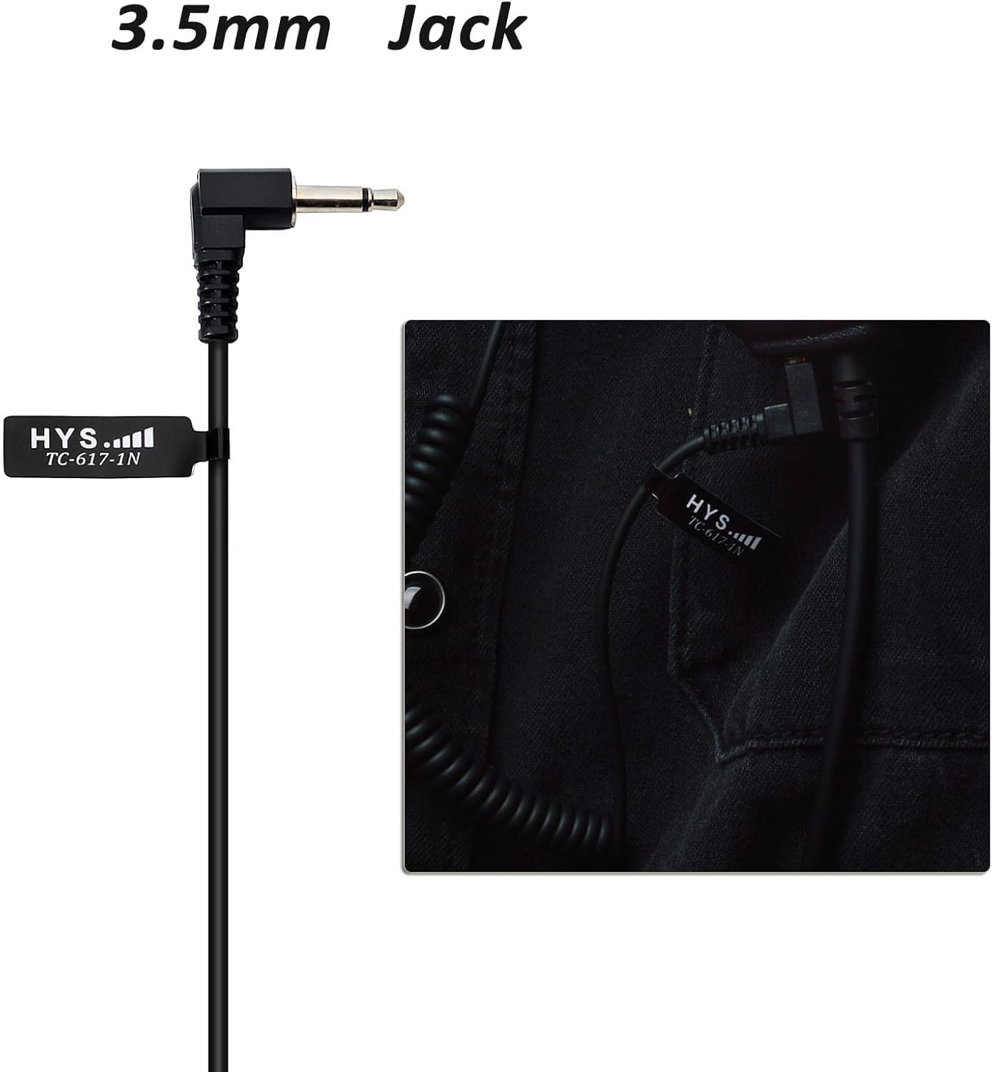 HYS 3.5Mm Police Listen Only Acoustic Tube Earpiece with One Pair Medium Earmolds for Speaker Mics image number 4