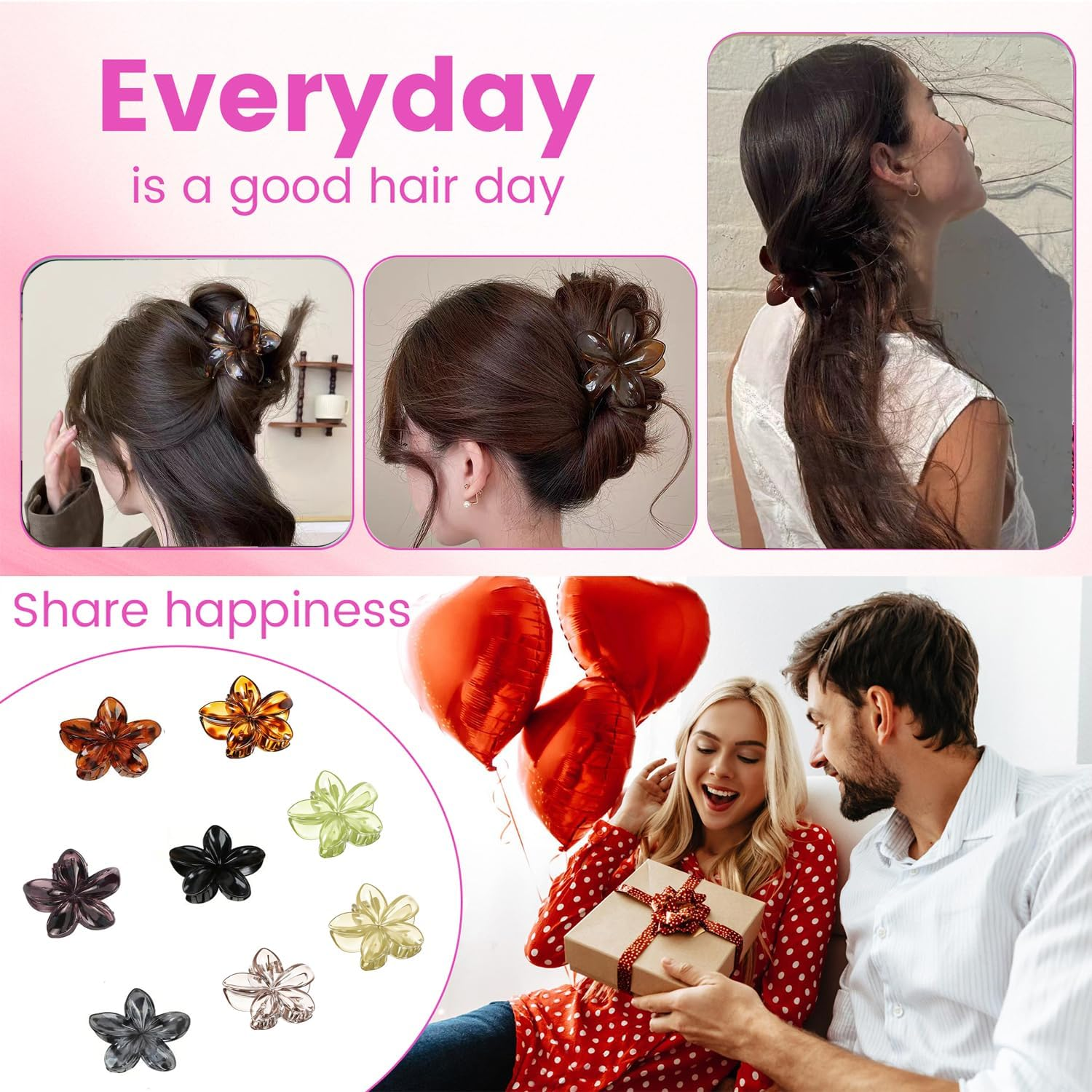 Hawaiian Flower Hair Claw Clamp Strong Hold for Thin Thick Curly Hair Women image number 6