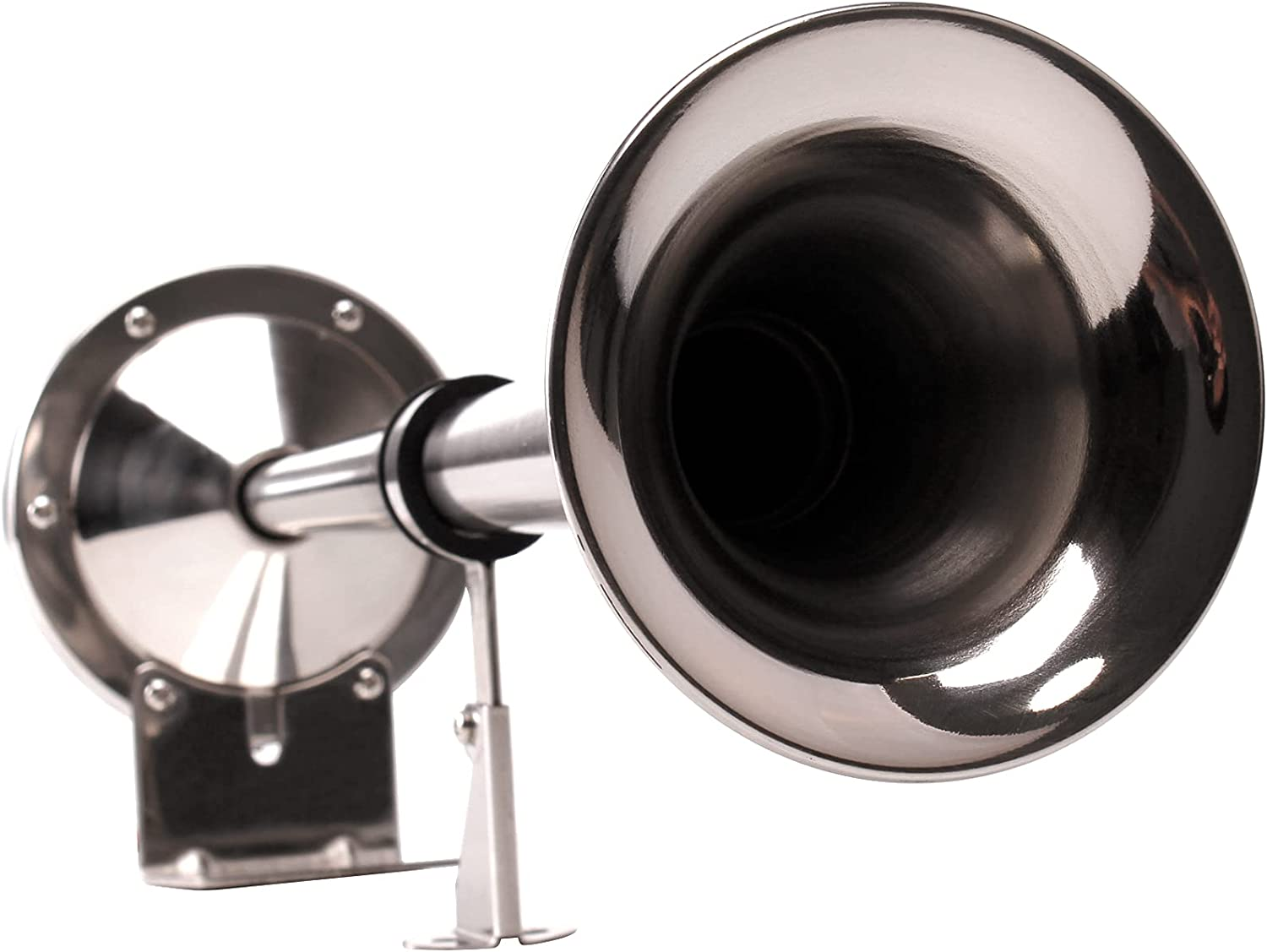 FARBIN 12V Marine Horn, Single Trumpet Stainless Steel Horn, Waterproof Electric Horn for Ships Boats Sailboats Yachts Trucks SUV RV Touring Car Etc. (Single Stainless Steel Short Pipe, 12V) image number 2