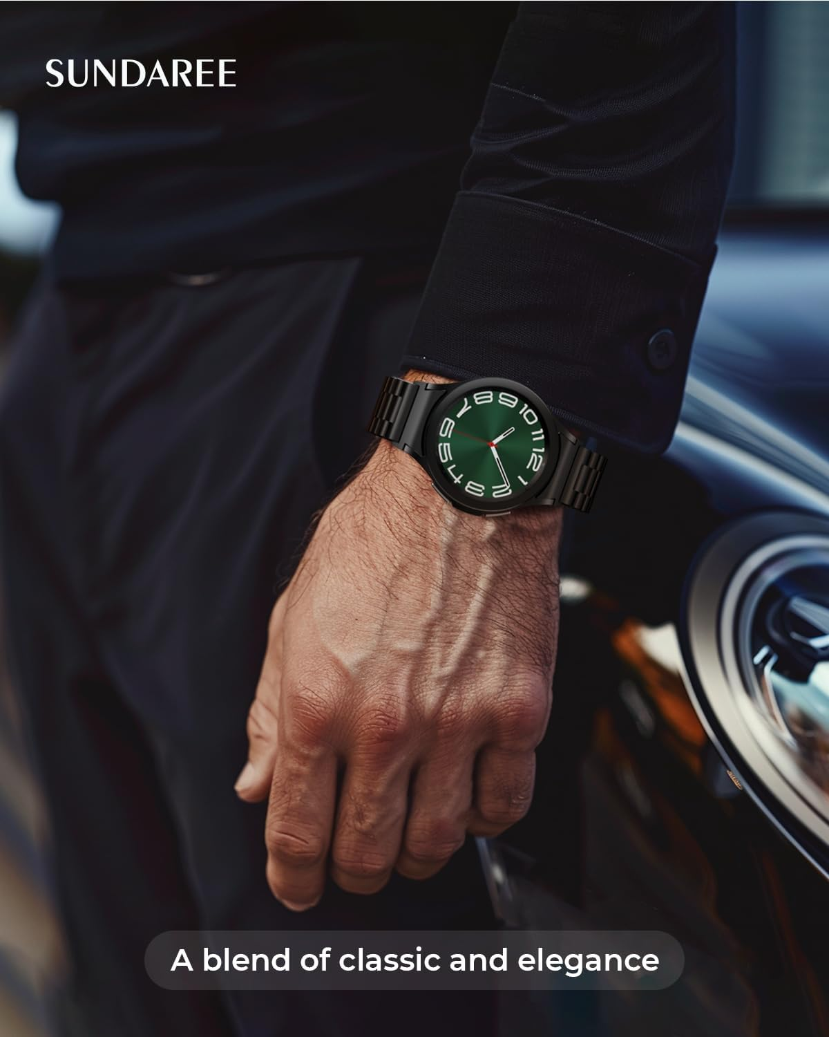 SUNDAREE Band Compatible with Samsung Galaxy Watch 7 FE 6 5 4 44MM 40Mm/Watch 6 4 Classic 47MM 43MM 46MM 42MM/5 Pro 45MM Lte,No Gap Men Women Stainless Steel Metal Replacement Watch Strap,Black image number 3